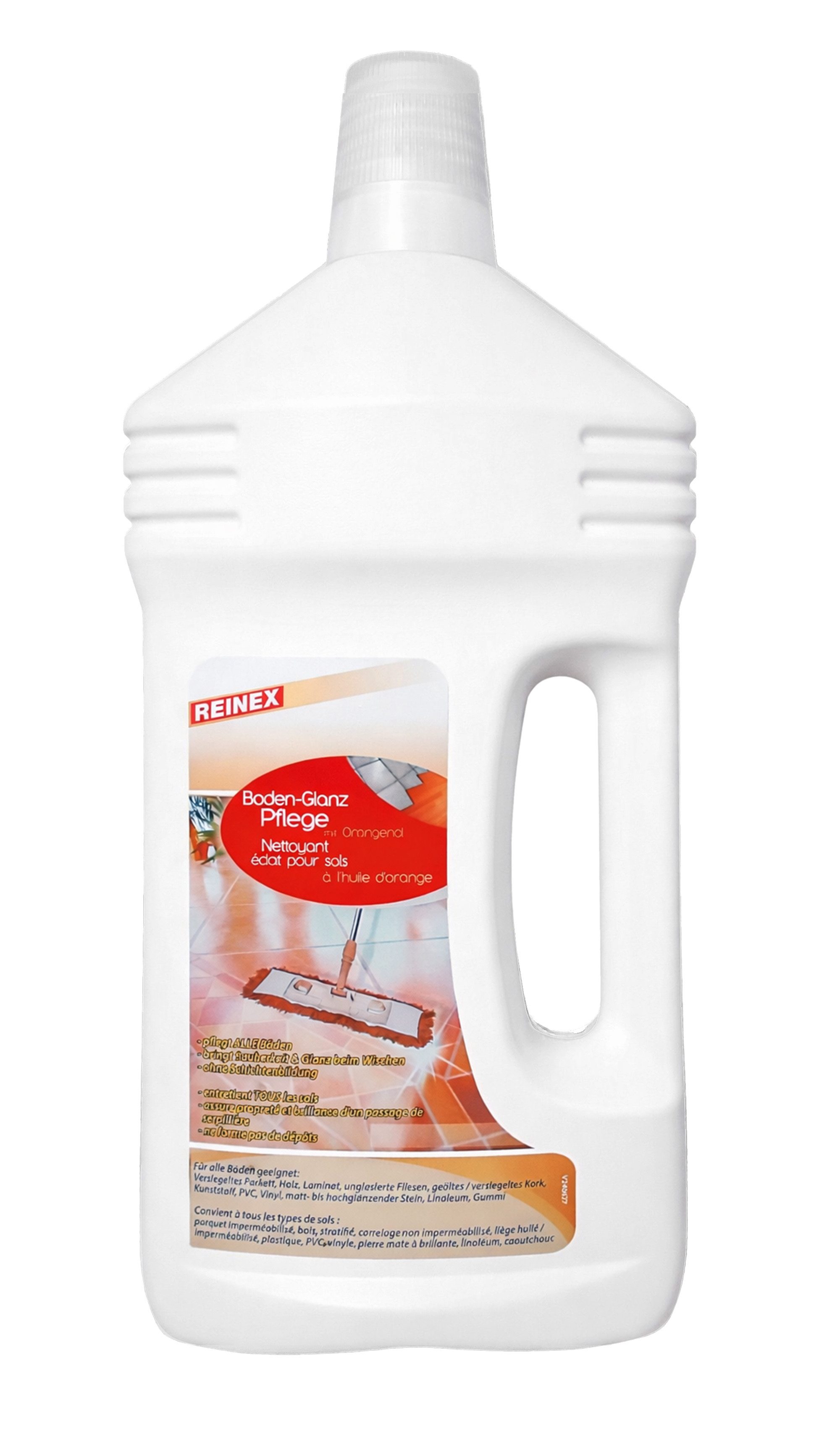 Reinex BODEN-GLANZPFLEGE mit Orangenöl 1L Bodenpflege Glanzpflege 90 Fussbodenreiniger (Bodenglanzpflege Bodenreiniger Laminatreiniger Boden Pflege)