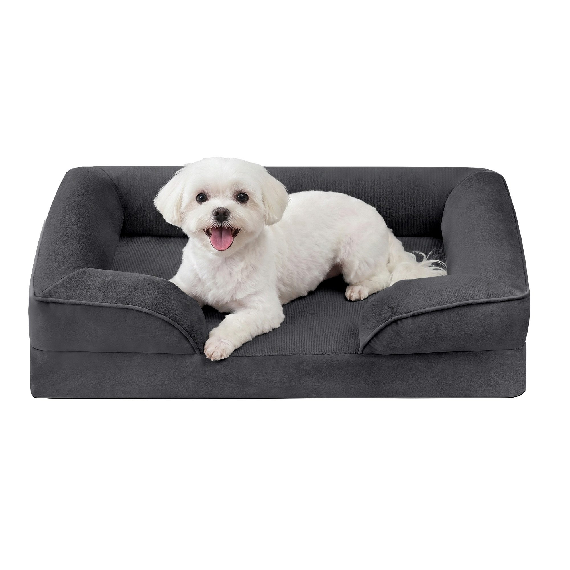 FEANDREA Tierbett Bezug abnehmbar, waschbar, rutschfest, Innenfutter wasserabweisend, 76 x 51 x 16 cm, Bezug abnehmbar, rutschfest, Hundekissen M von FEANDREA