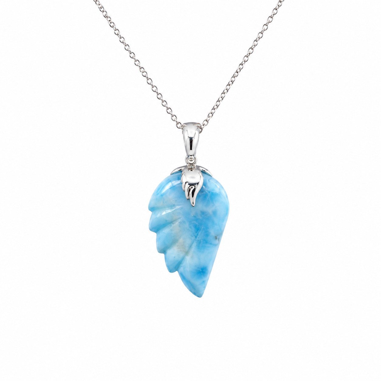 Sogni d'oro Kettenanhänger "Engelsflügel" mit Larimar, Silber 925, Clipanhänger