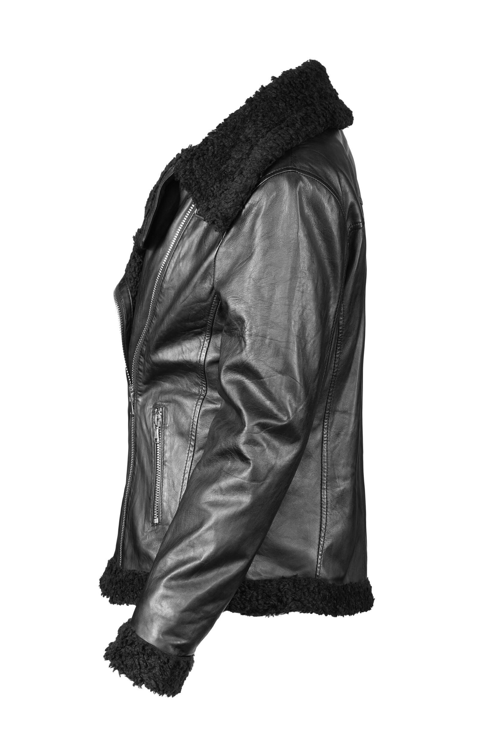 Apple of Eden Lederjacke AOE-144 (1-St) mit verstellbarem Riegel am Kragen