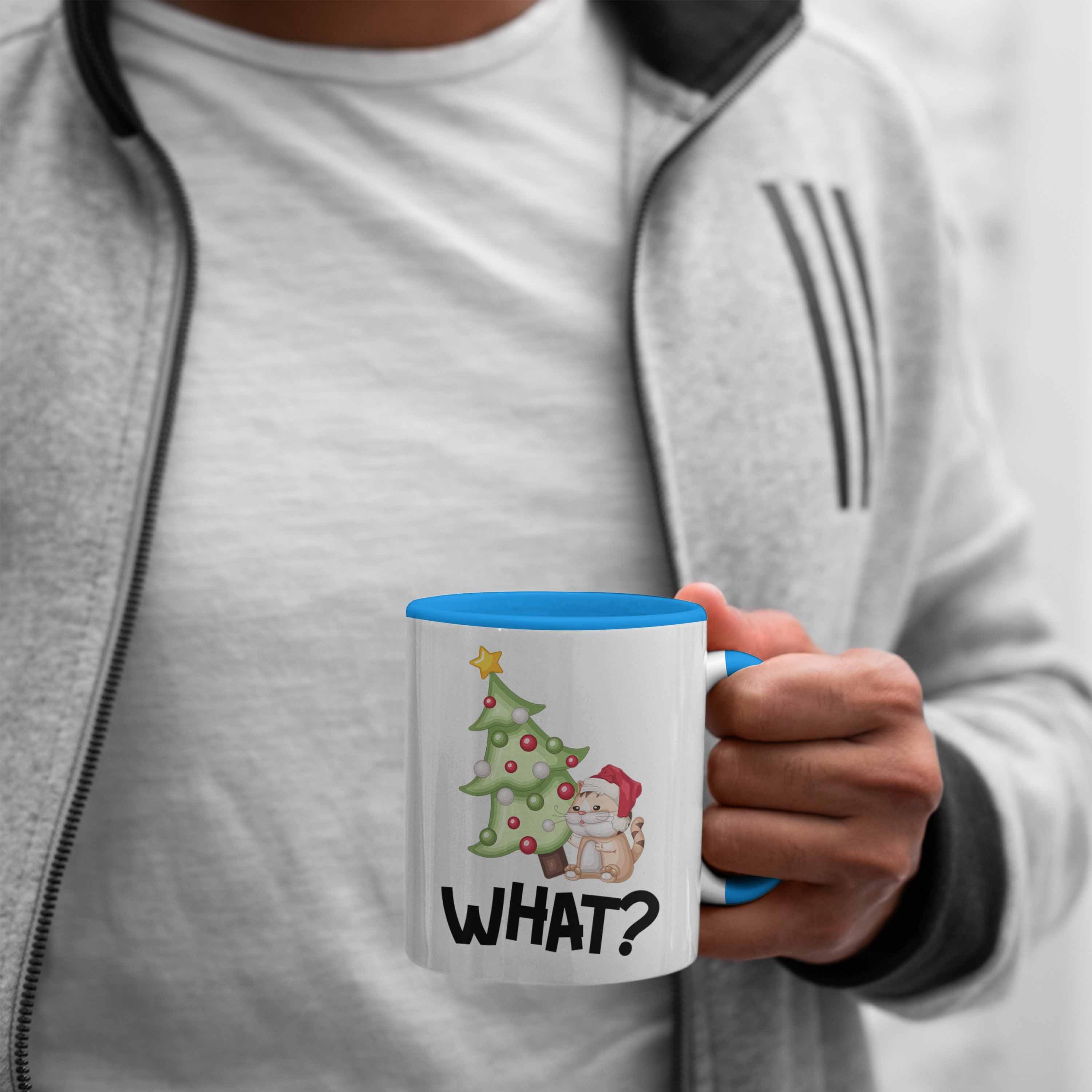 W Lustige Katzen Blau Trendation Tasse Tasse für Weihnachten Grafik Katzen-Besitzer Geschenk