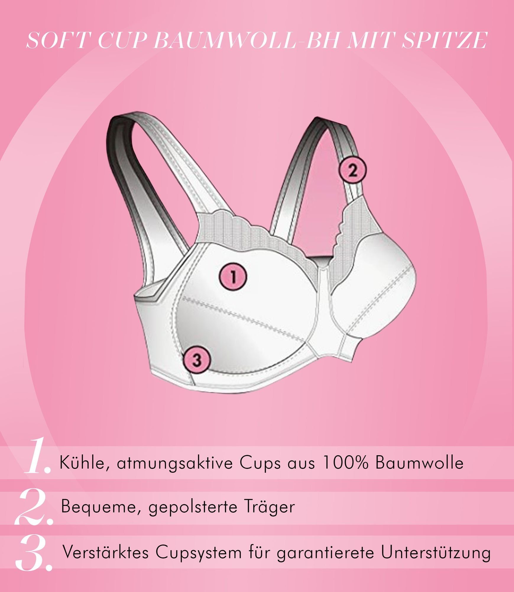 Exquisite FORM Bügelloser BH 6100464 BH ohne Bügel mit Spitze und Cups aus Baumwolle