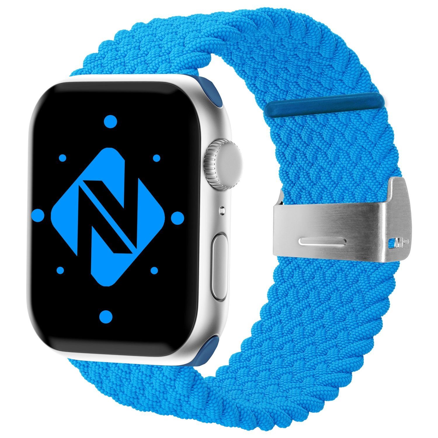 Nalia Smartwatch-Armband Apple Watch 49mm/46/45/44/42(Serie 1-3), Flecht-Stoff Uhr Ersatzband / Metall-Schließe / Stufenlos verstellbar