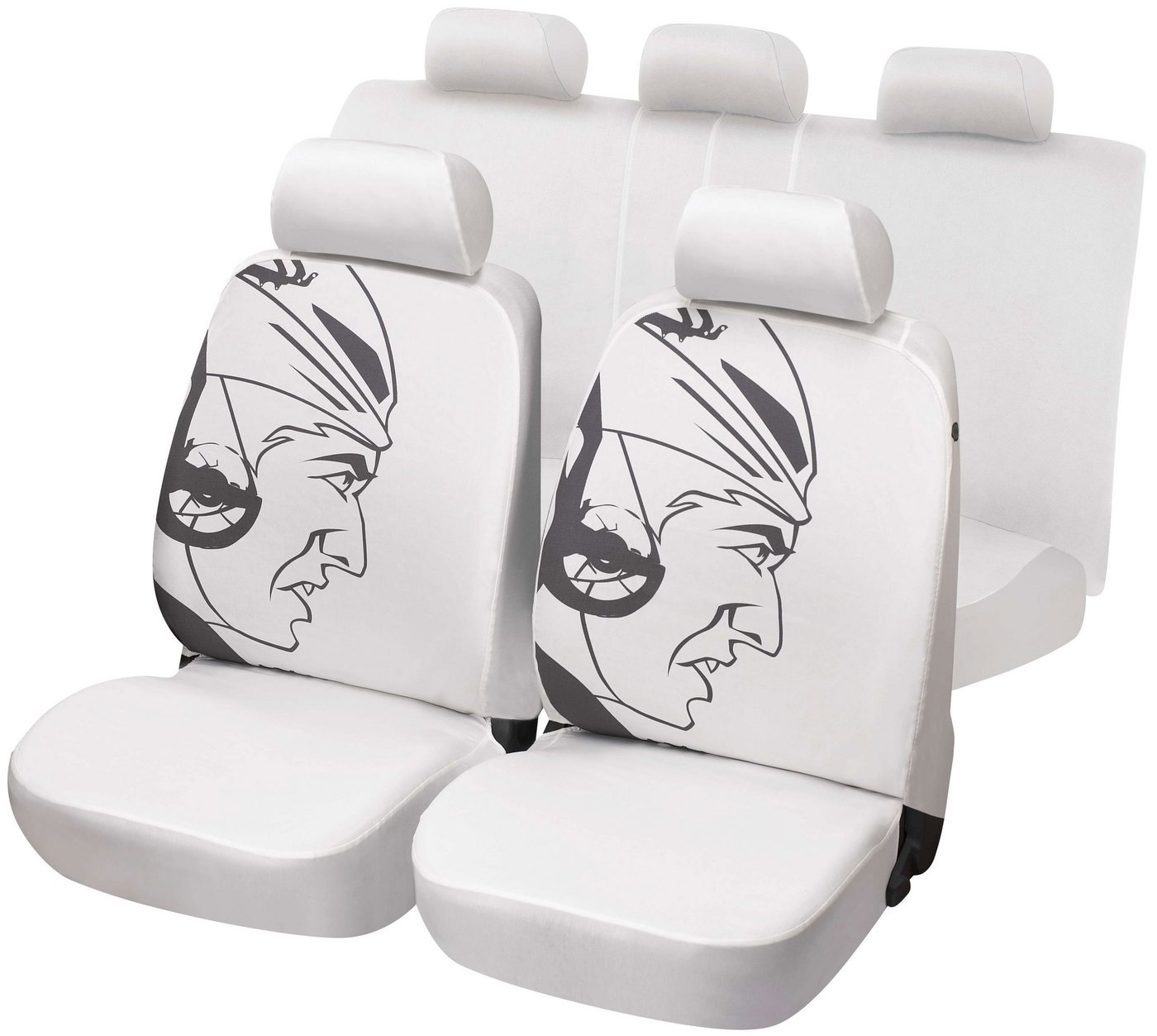 WALSER Autositzbezug Autositzbezug Indian Komplett Set aus Baumwolle, 2 Vordersitzbezüge 2tlg, 1 Rücksitzbezug 5tlg, 5 Kopfstützenbezüge, 14-tlg.