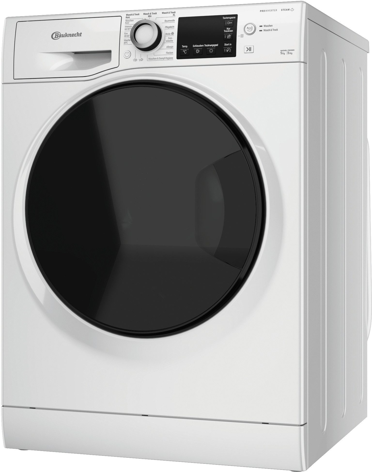 BAUKNECHT Waschtrockner WT Super Eco 96S 41 N, 9 kg, 6 kg, 1400 U/min, Flecken 20°C – entfernt mehr als 100 Flecken, ganz ohne Vorbehandlung