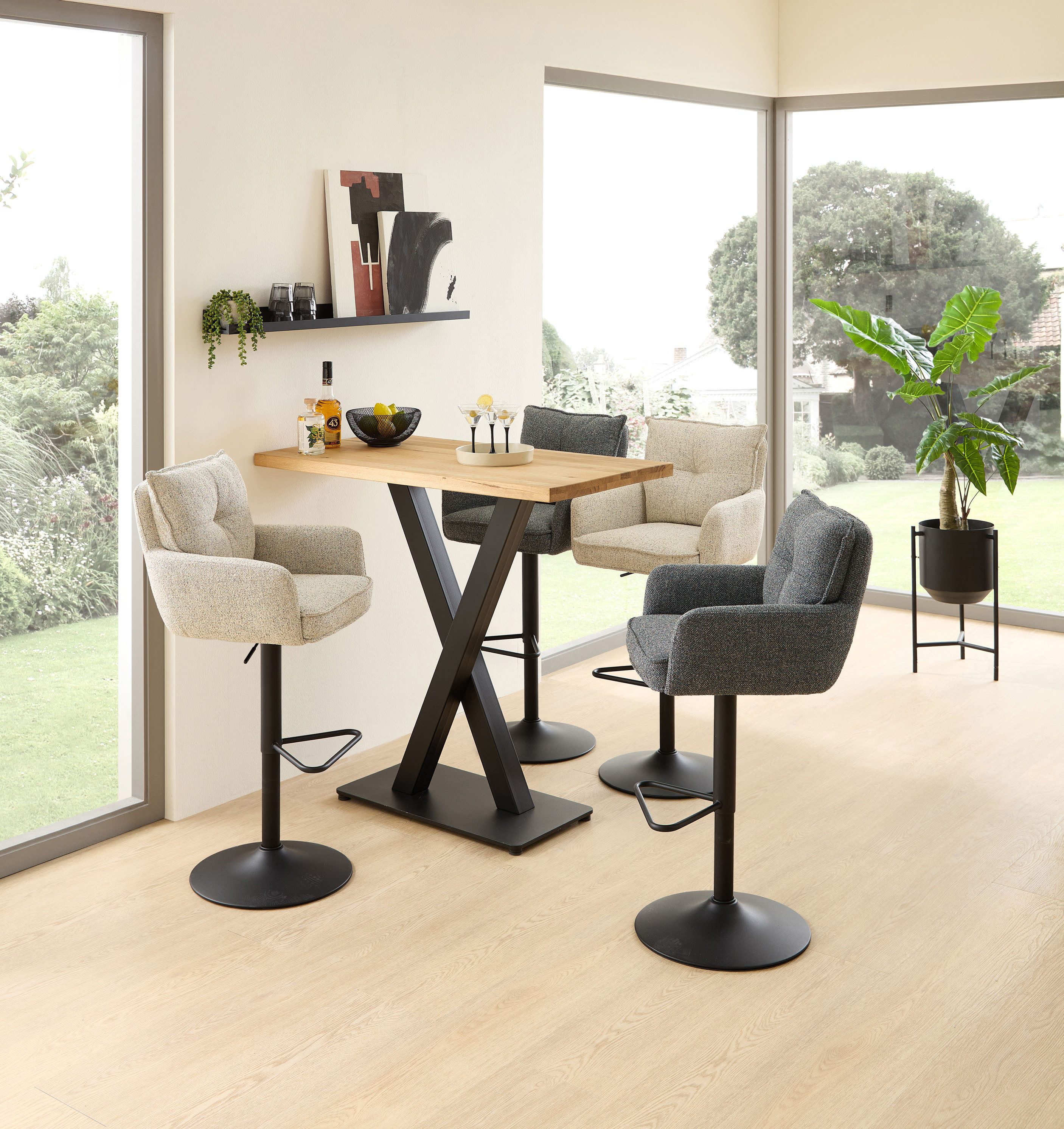 Stolkom Sp.z.o.o. Bartisch Duke Eiche Massivholz geölt, Hochtisch BxHxT 120x104x60 cm, Gerade Kante, Eiche Massivholz geölt durchgehende Lamelle