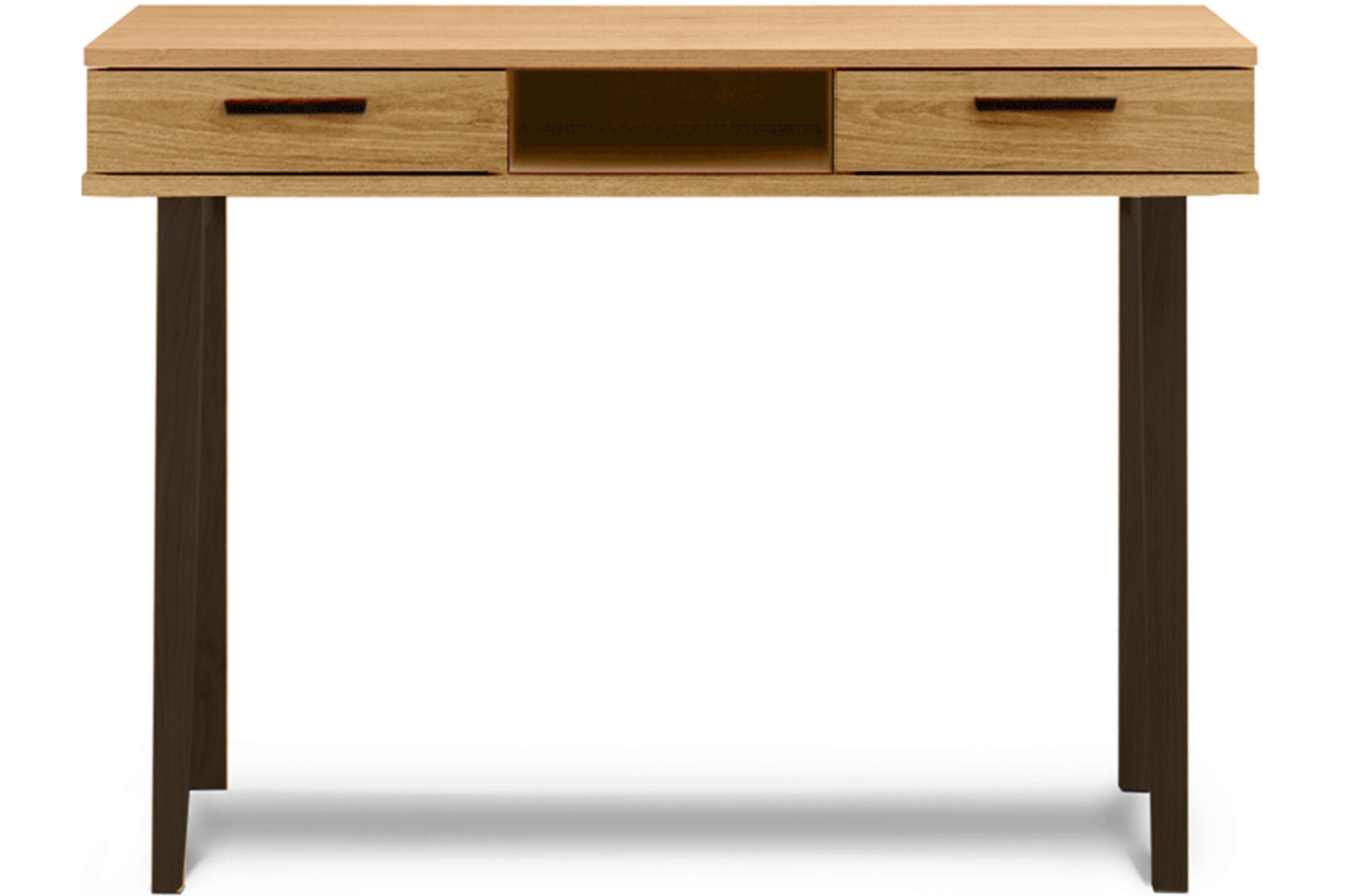 KONSIMO® Schreibtisch FRISK, Skandinavischer Stil, 2 Schubladen, Eichenholzbeine