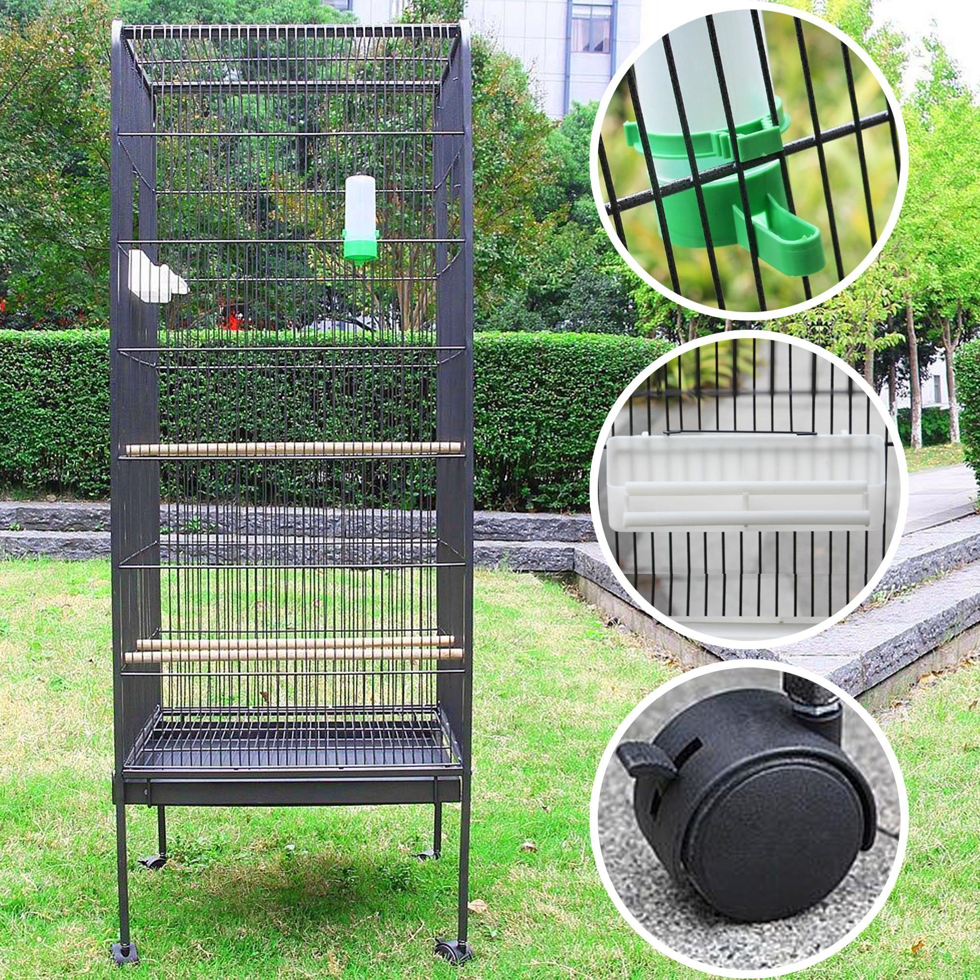 Melko Voliere Voliere Metall Vogelhaus Vogelheim inkl. Sitzstangen & Futter günstig online kaufen