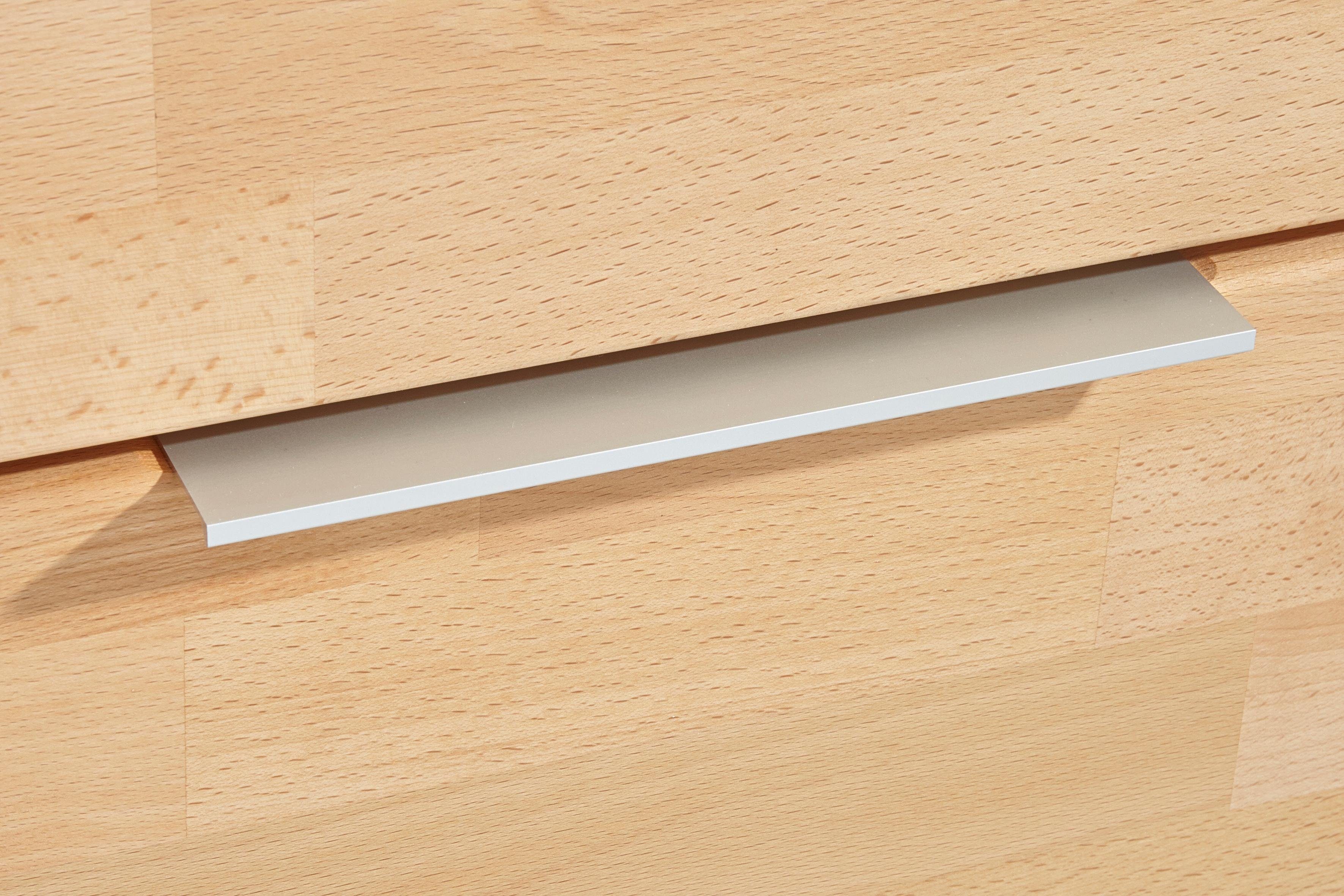 Home affaire Vitrine ZARA75, 2 Glasboden variabel, Türen L/R, 1 Schublade, Wohnzimmer B/T/H:60/40/190cm,Front massivholz,5 Fächer,Griffe silberfarben, geölt