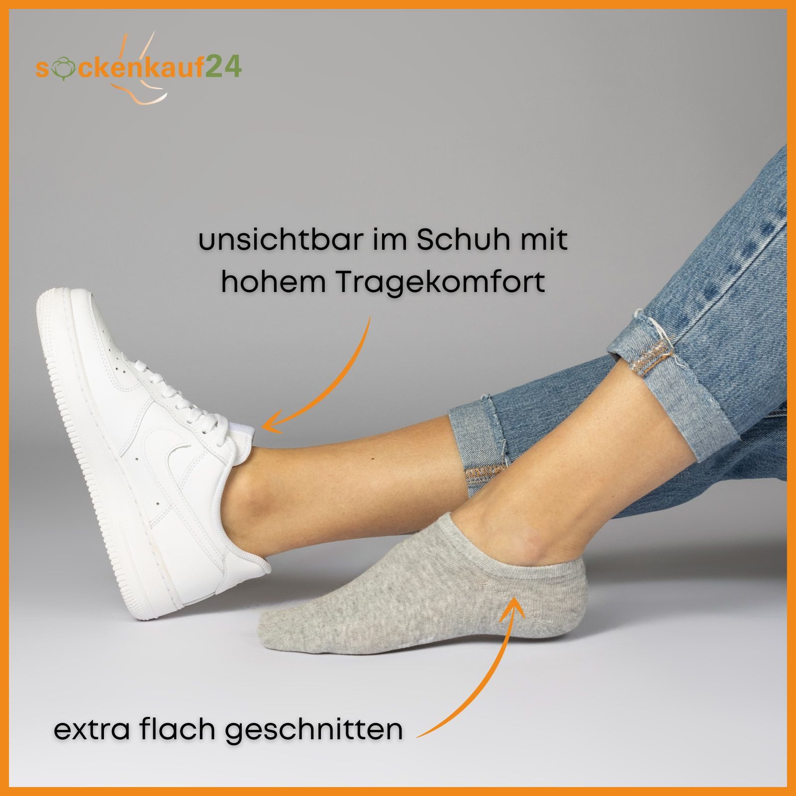 sockenkauf24 Sneakersocken 20 Paar Füßlinge Damen&Herren mit Silikon tief ausgeschnitten