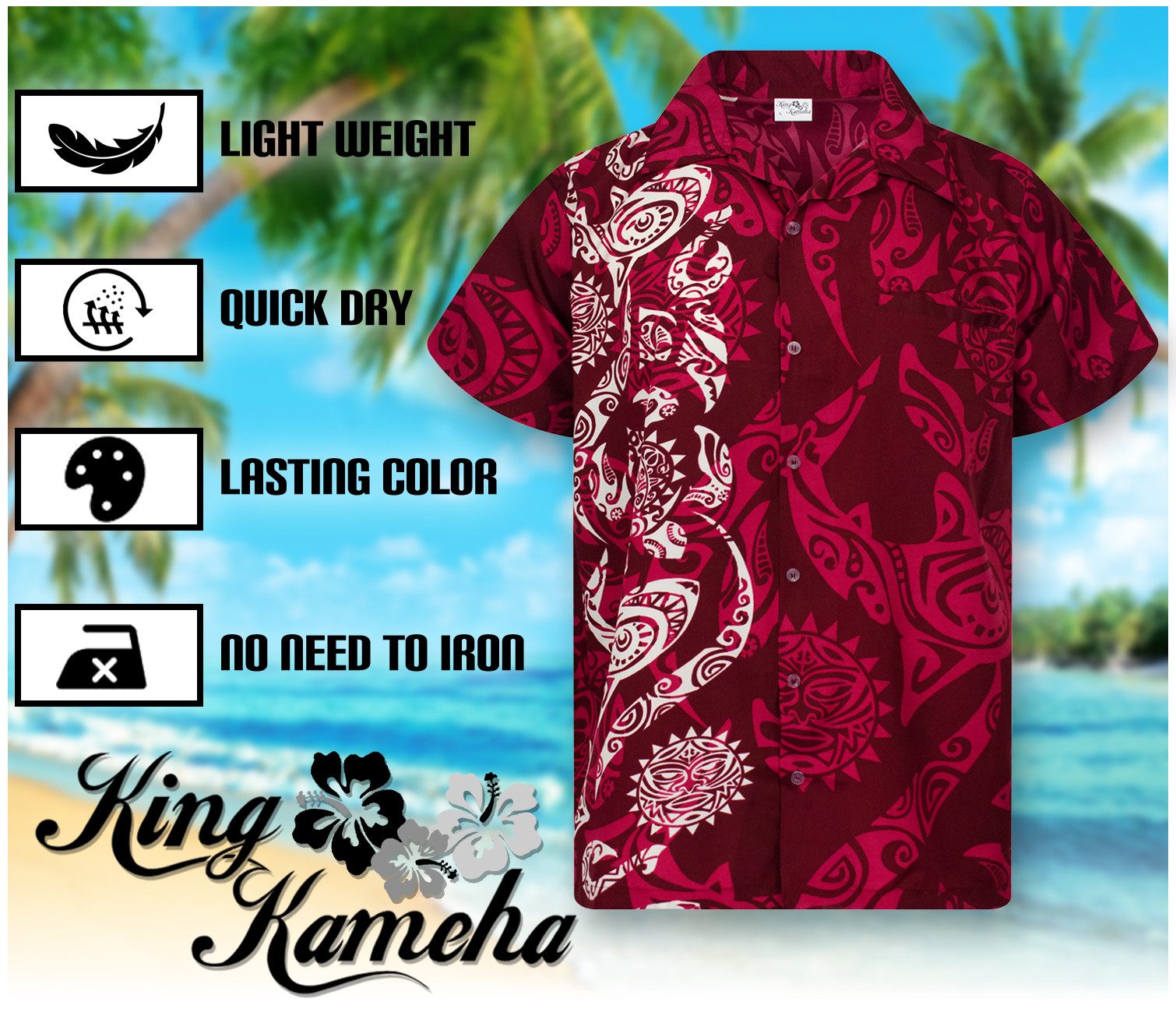 King Kameha Hawaiihemd Maori Wedding Funky Hawaii-Hemd Herren Kurzarm Front-Tasche Unisex – Bild 5 von 5