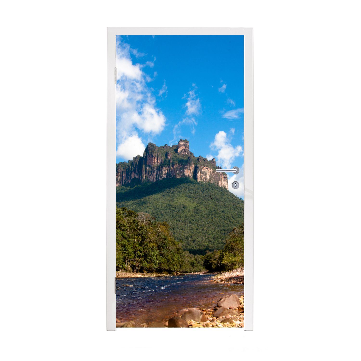 75x205 Canaima-Nationalparks Türtapete (1 cm Tür, Fototapete Venezuela, bedruckt, Berglandschaft in für Mehr Türaufkleber, St), MuchoWow Matt, des zur