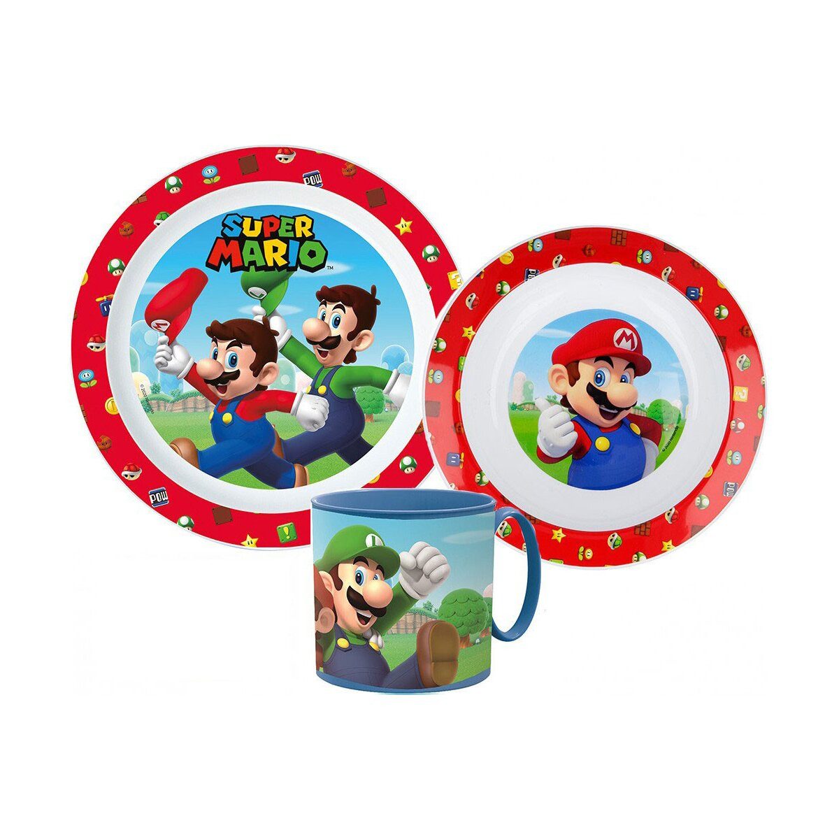 Super Mario Kindergeschirr-Set Super Mario Mushroom Kingdom Geschirrset Mikro