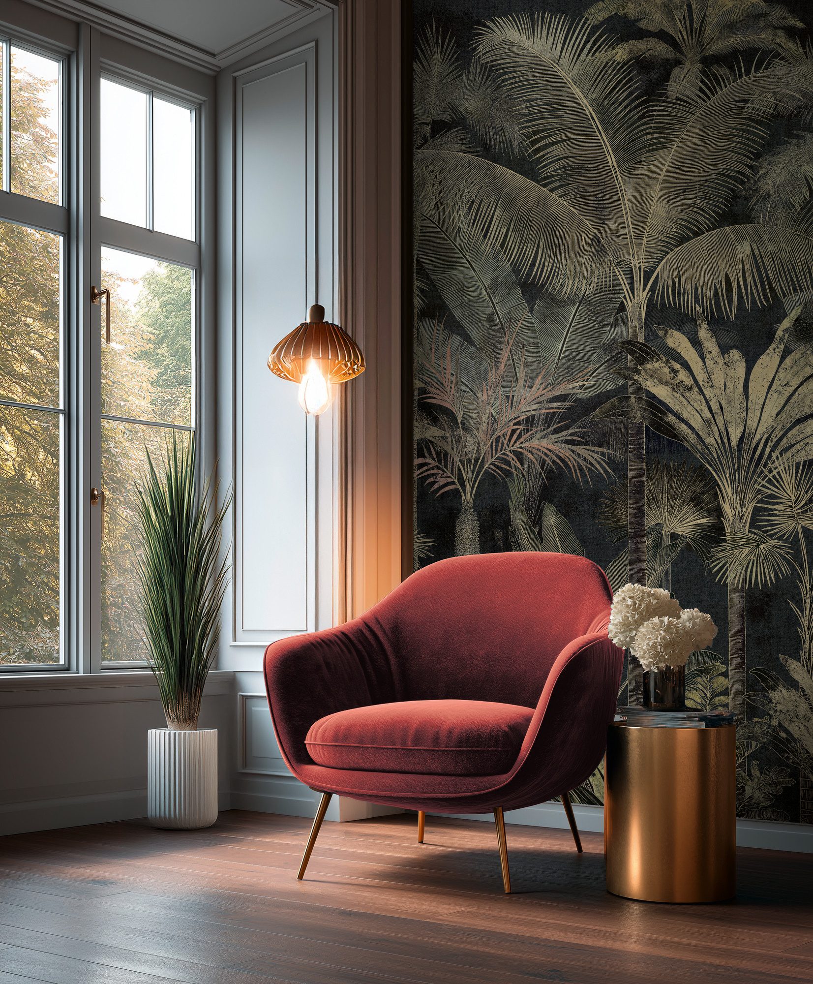 A.S. Création Vliestapete Cuba II Endless Tropical Palms Fototapete, leicht strukturiert, floral, tropisch, Retro, Dichte Dschungel-Optik mit exotischen Blättern und Palmen