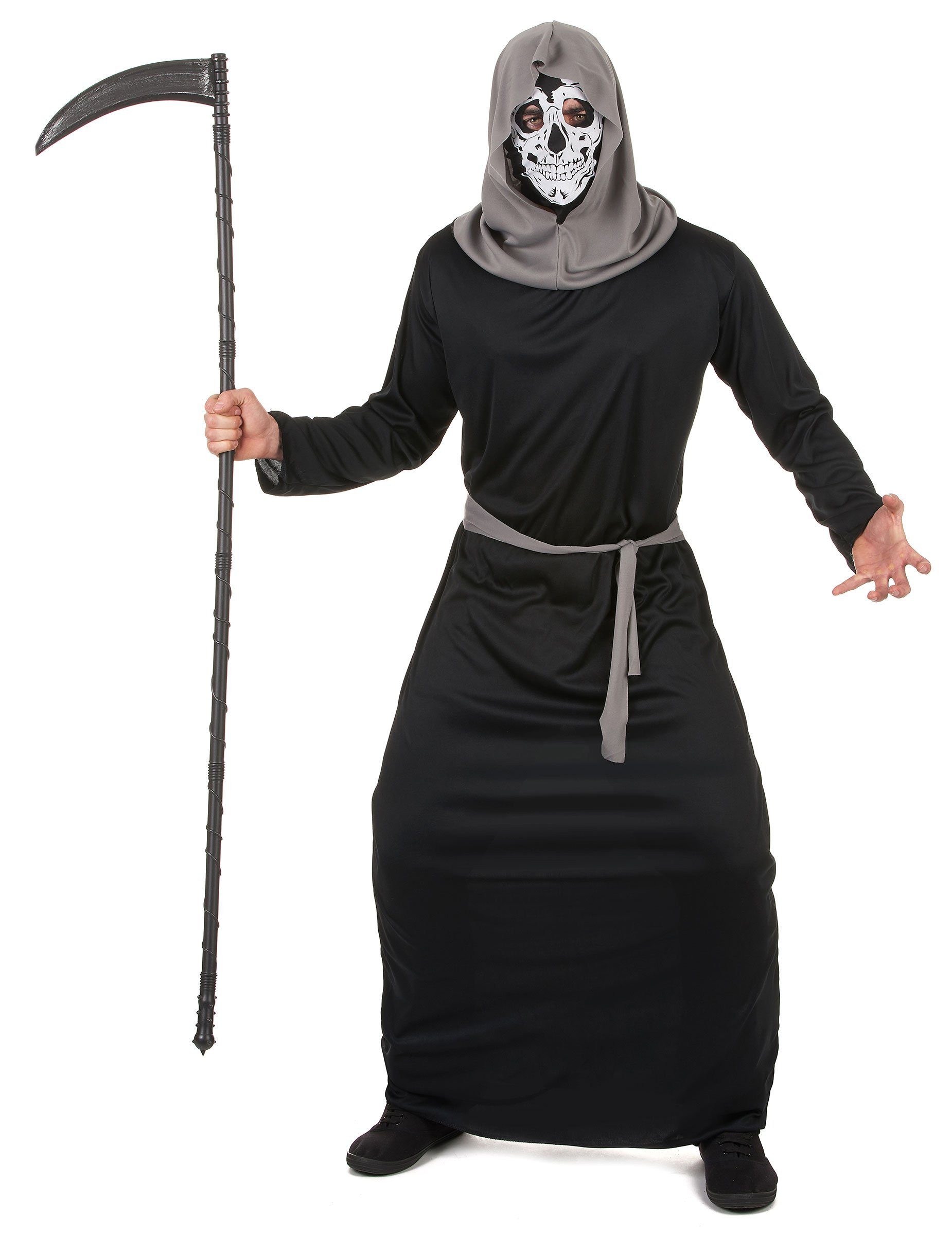 JADEO Kostüm Skelett-Sensenmann Halloweenkostüm schwarz-grau