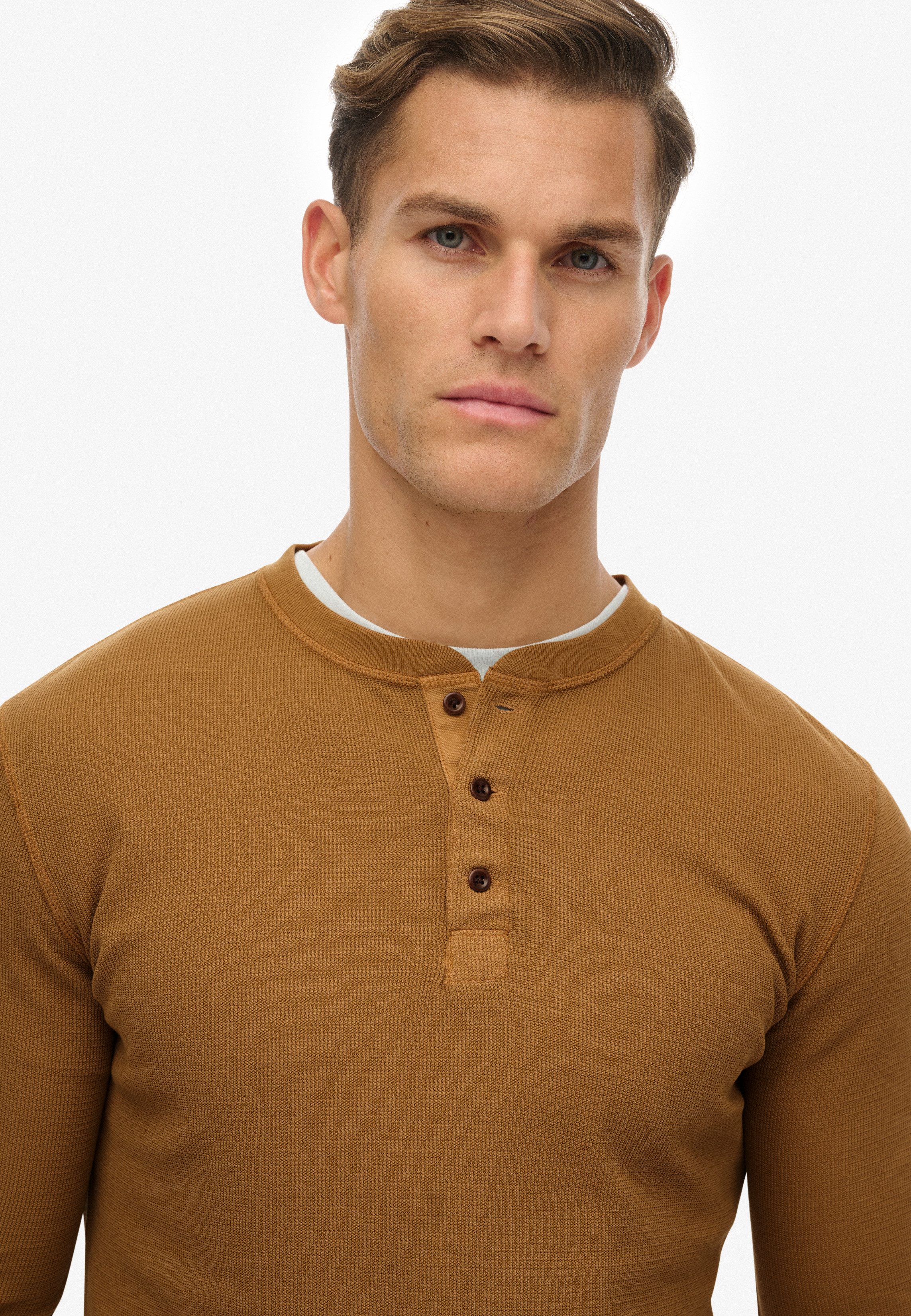 Superdry Langarmshirt WAFFLE LONG SLEEVE HENLEY TOP