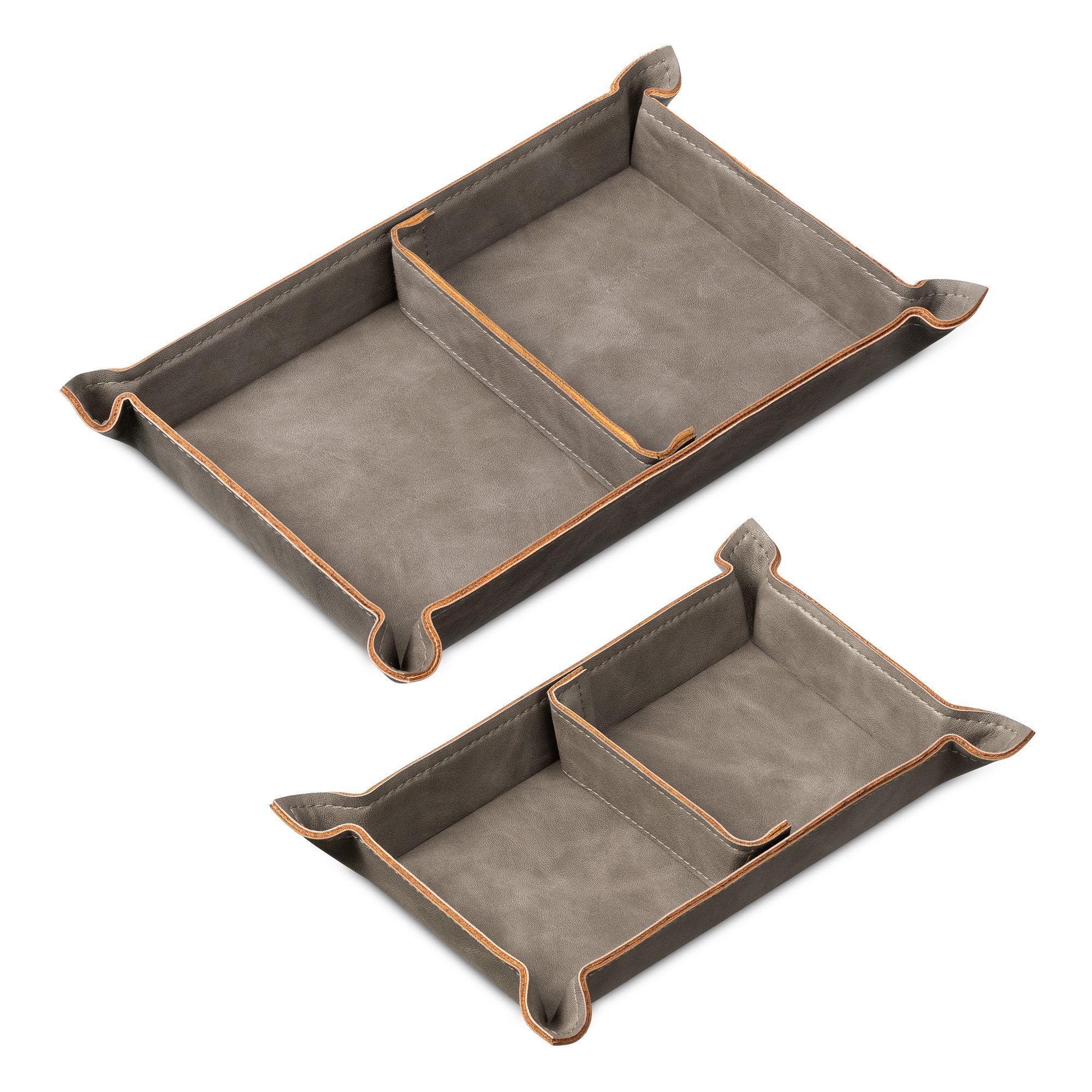 Organizer Lederschale aus Kunstleder - 2x Ablageschale - Organizer - grau
