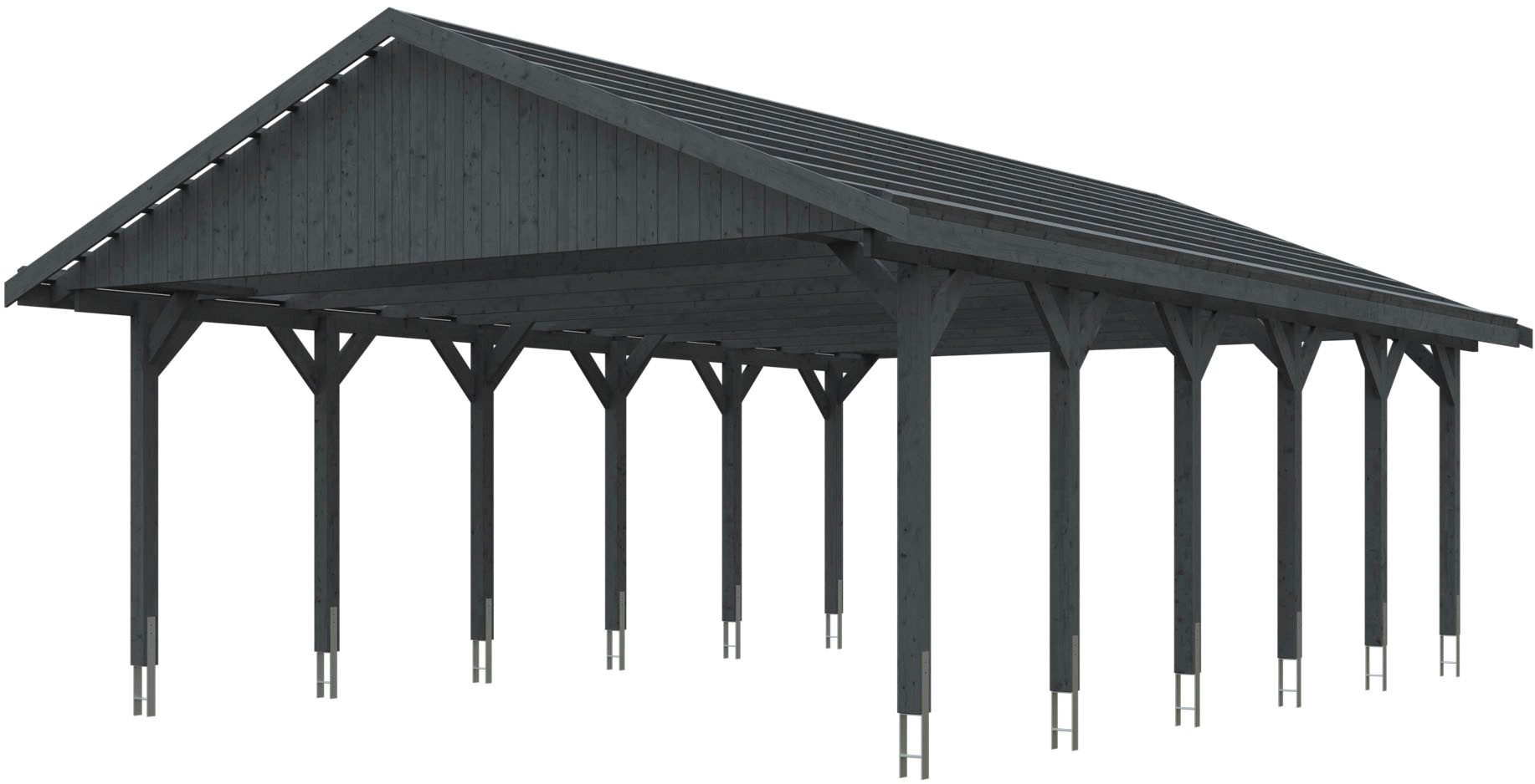 Skanholz Doppelcarport Wallgau, BxT: 620x900 cm, 215 cm Einfahrtshöhe, mit Dachlattung