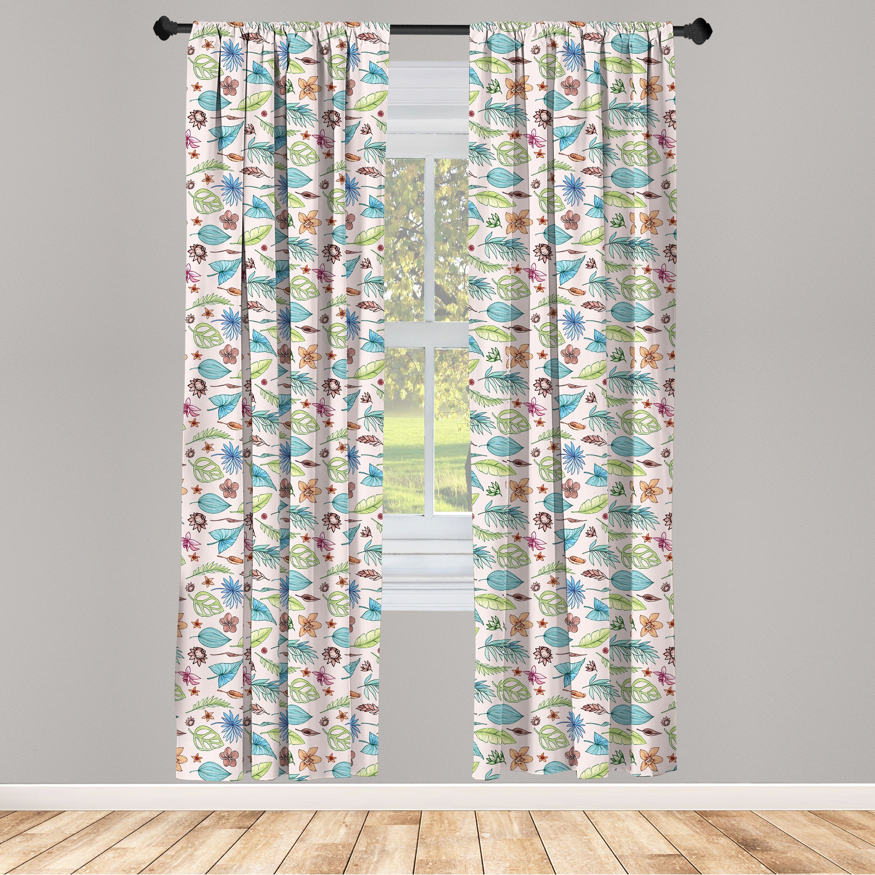 Gardine Vorhang für Wohnzimmer Schlafzimmer Dekor, Abakuhaus, Microfaser, Blatt drucken Laub auf Pastellrosa