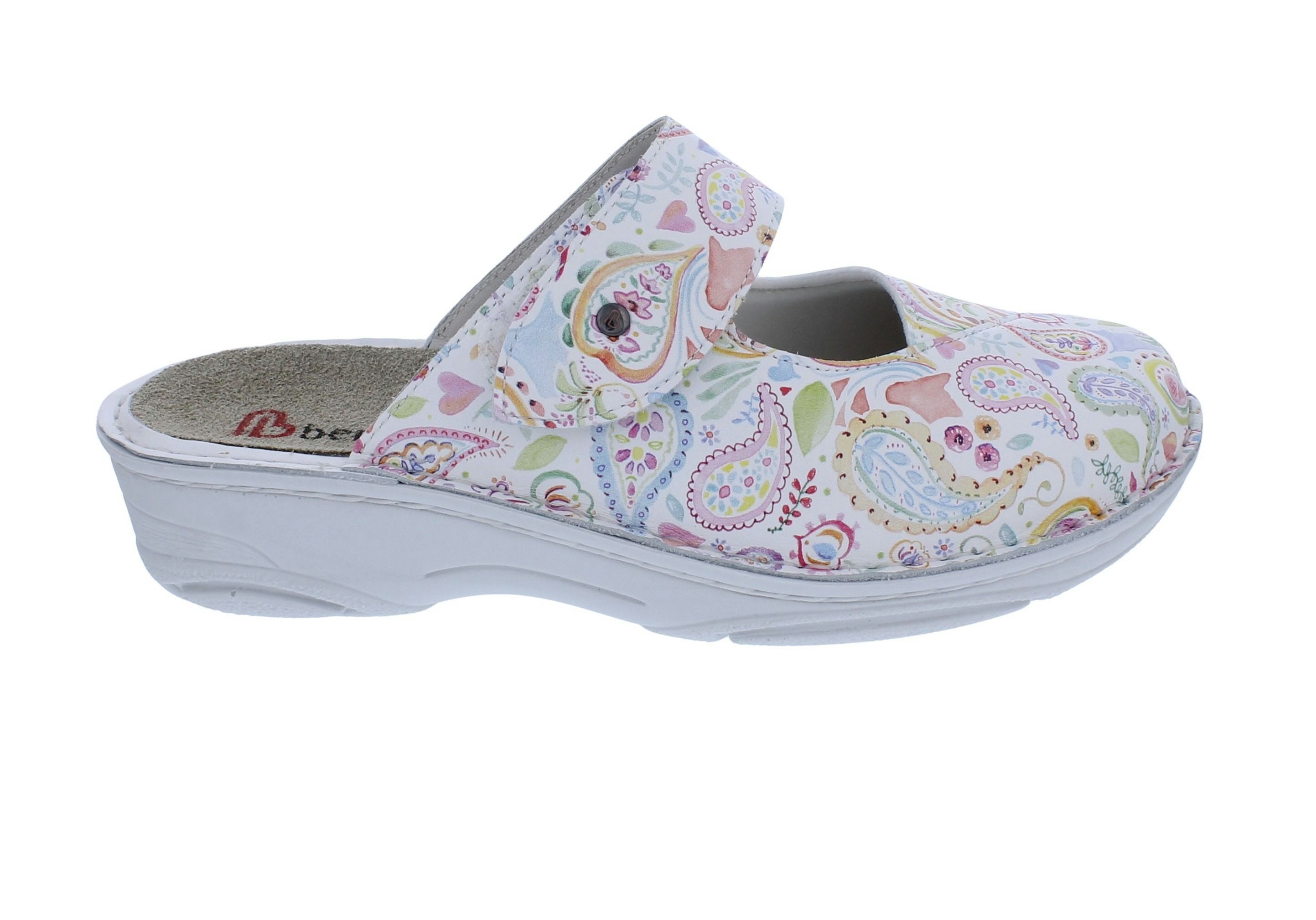 BERKEMANN Berkemann Clog Heliane 3457-009, Glattleder mit Stretch, Weiß mit Pais Clog