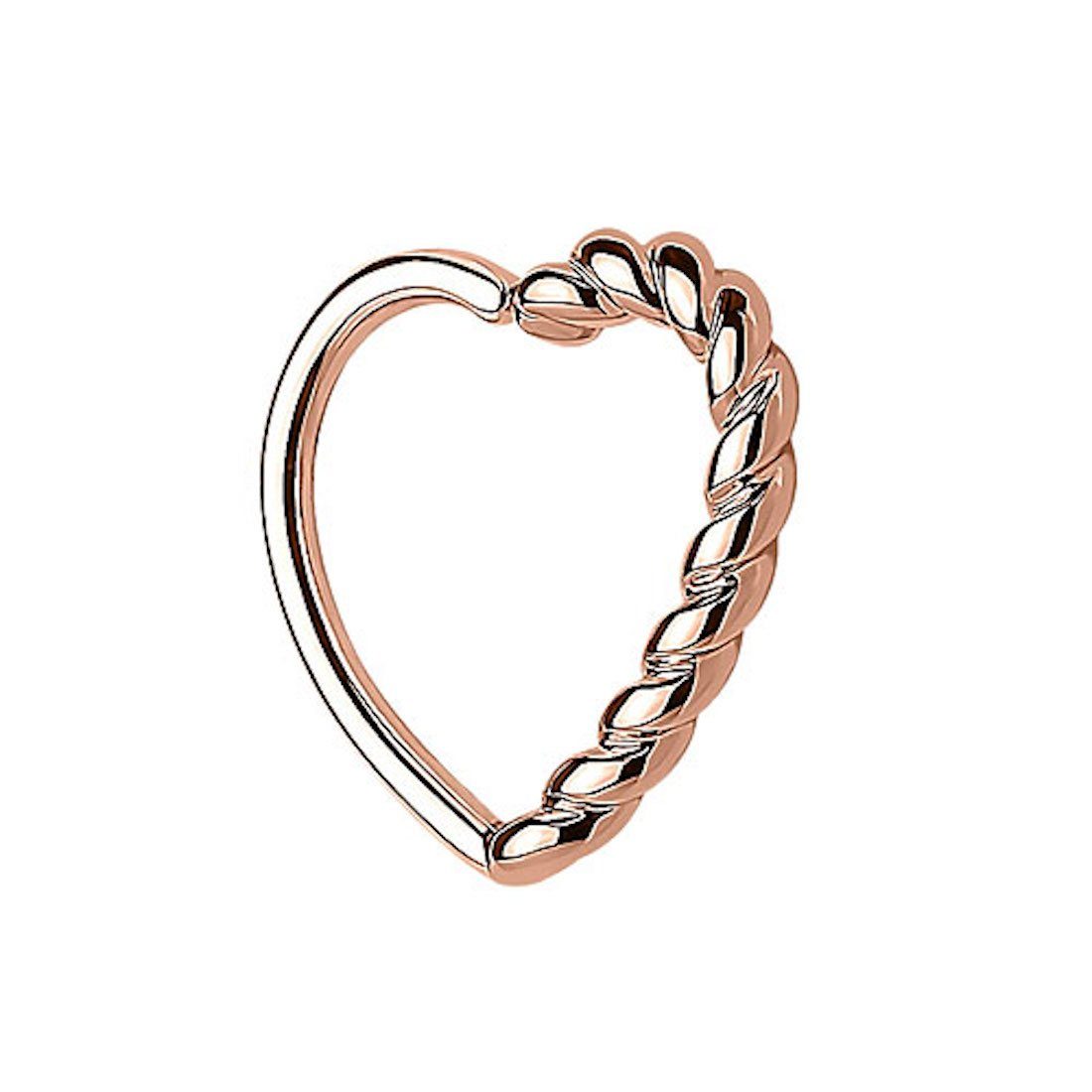 Taffstyle Piercing-Set Piercing Ring Herz geflochten gedreht für Septum, Continuous Ring Herz Tragus Helix Ohr Cartilage Knorpel Ohrpiercing Rosegold