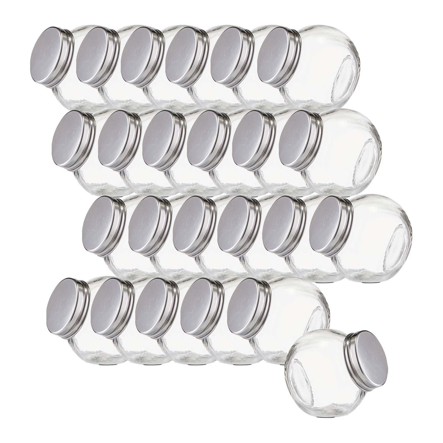 Zeller Present Vorratsglas 24 Stück Vorratsglas Candy, Edelstahldeckel - 6,5 x 5 x 6,5 cm, Glas, (24-tlg)