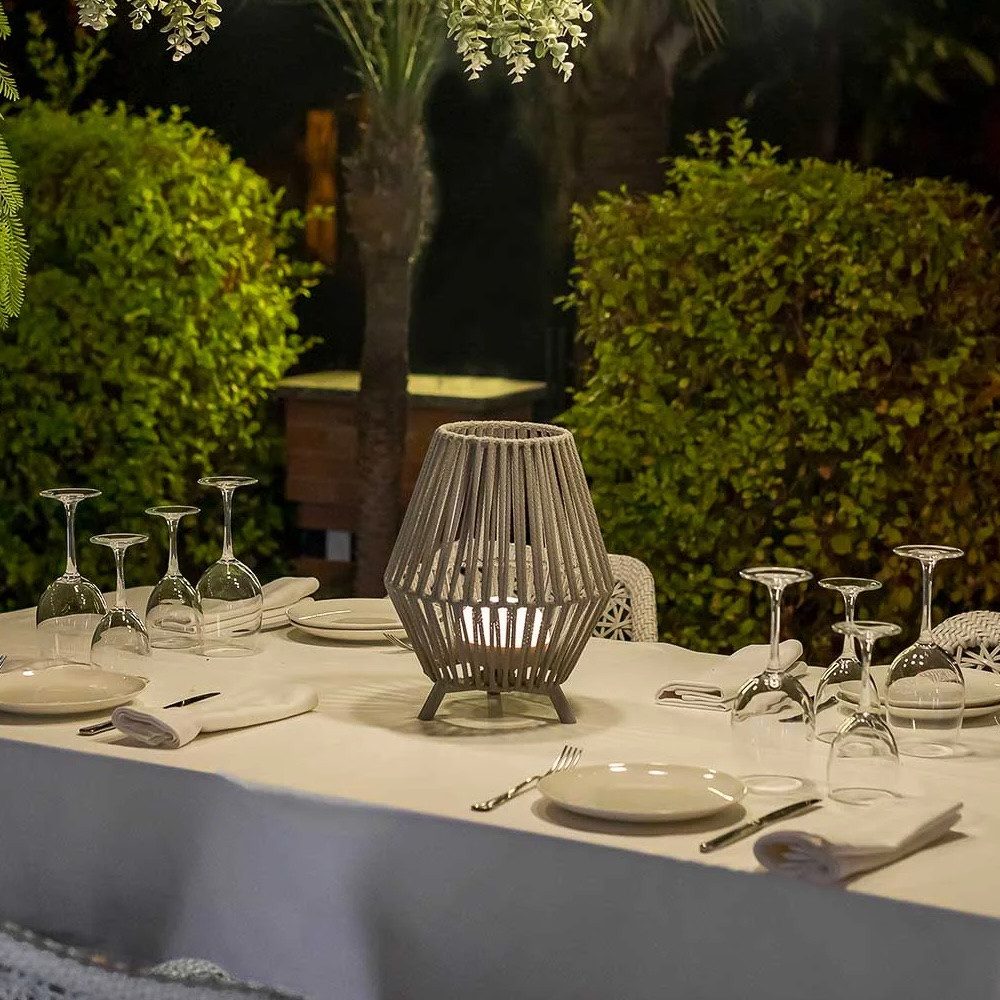 New Garden LED Laterne Conta warmweiß Akku Beige, LED fest integriert, warmweiß