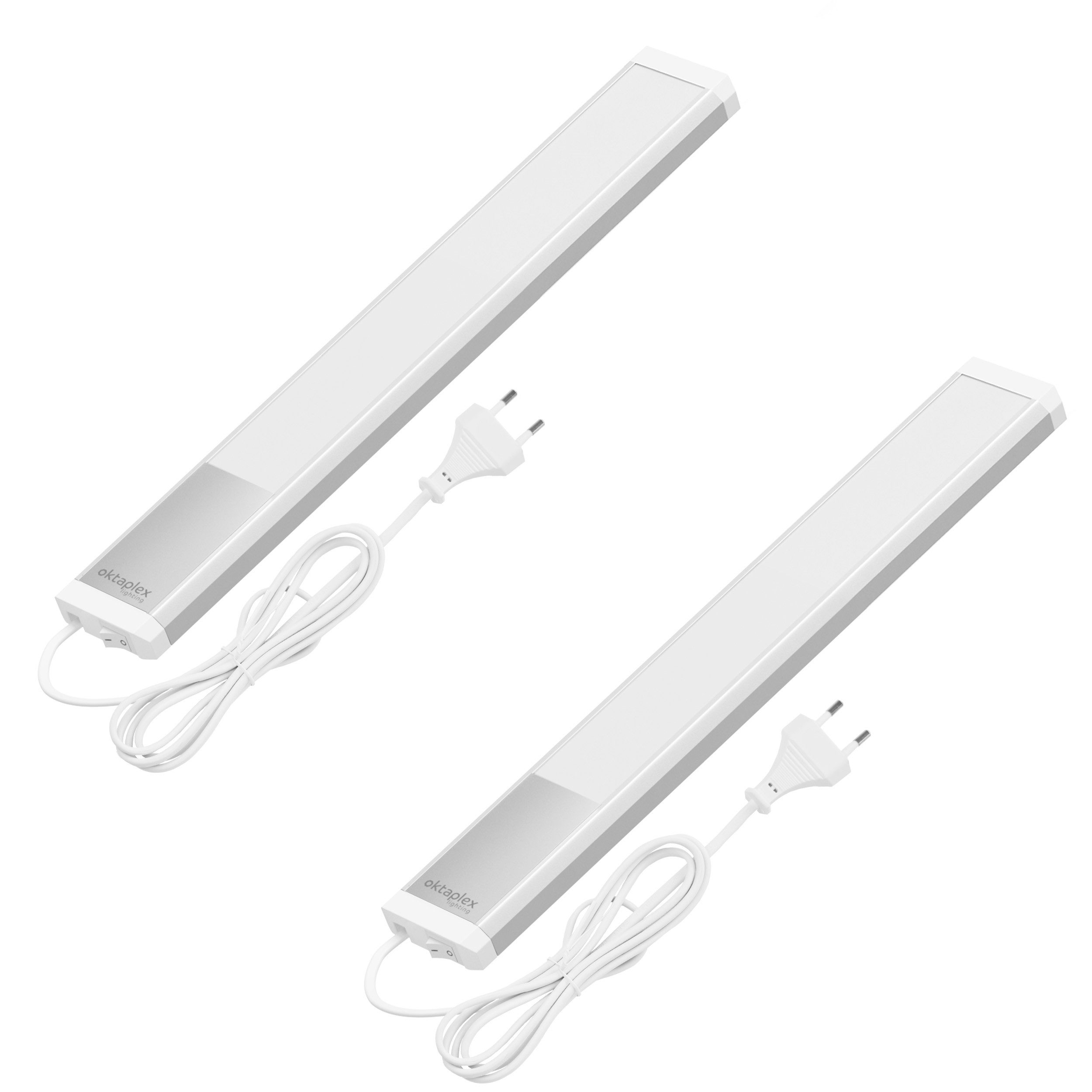 Oktaplex lighting LED Unterbauleuchte flach Unterbauleuchte Küche LED 40cm Alu 435lm 6W, LED, warmweiß, 3000K Lichtleiste Küche Aluminium mit Schalter