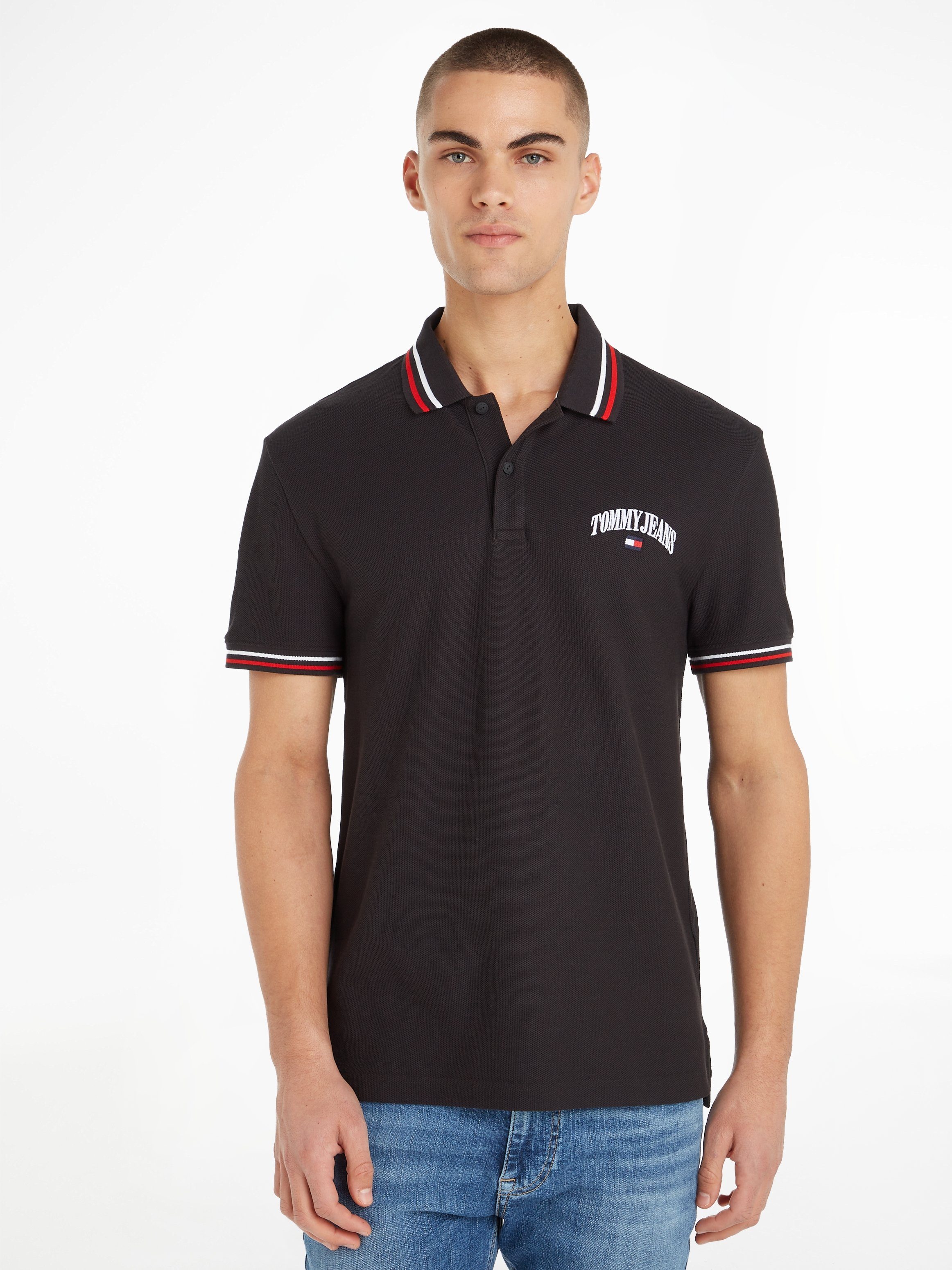Tommy Jeans Poloshirt TJM CLSC GRAPHIC TIPPED POLO Black