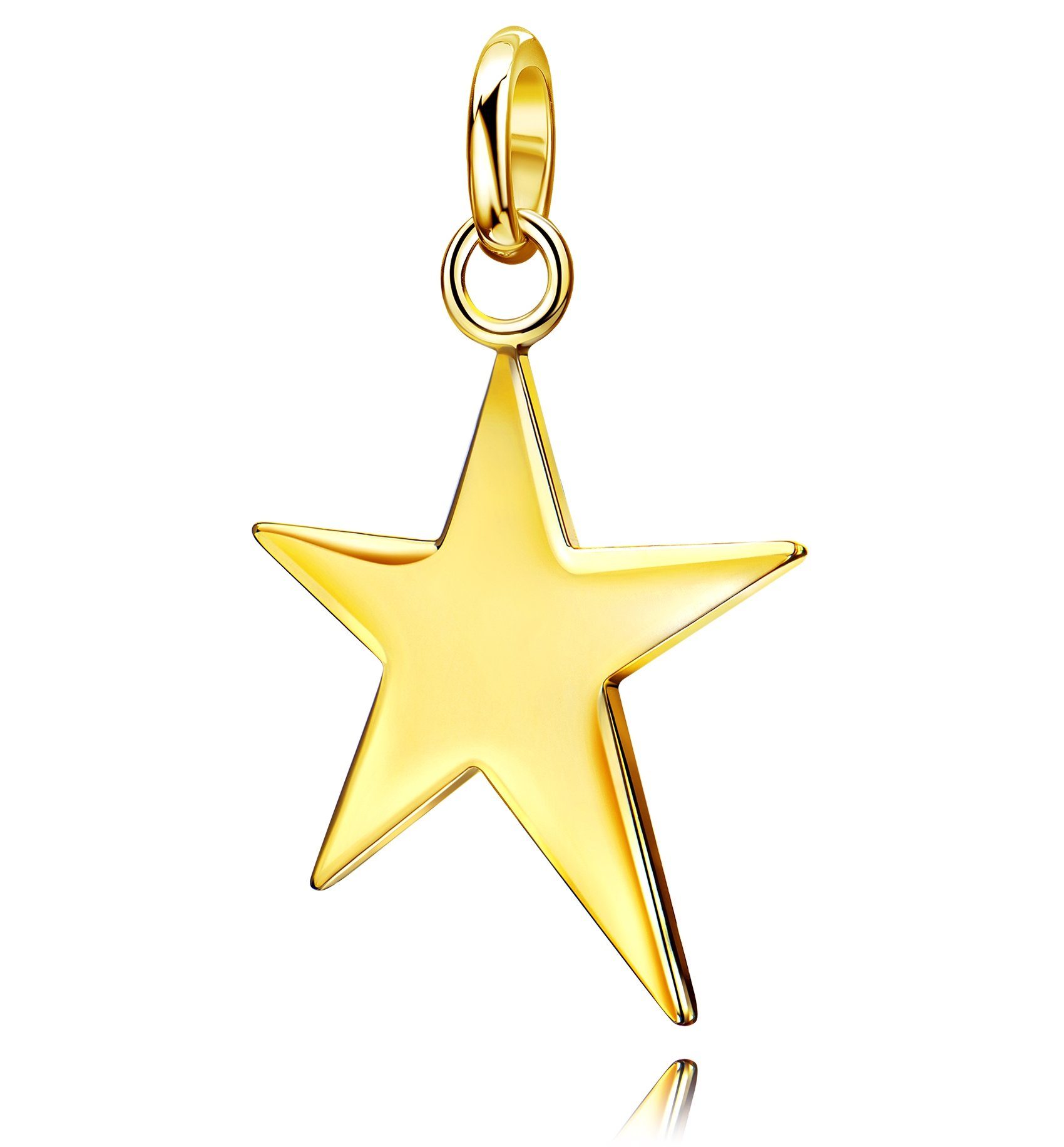 JEVELION Sternanhänger Stern Anhänger 585 Gold (Goldanhänger, für Damen), Goldschmuck - Made in Germany