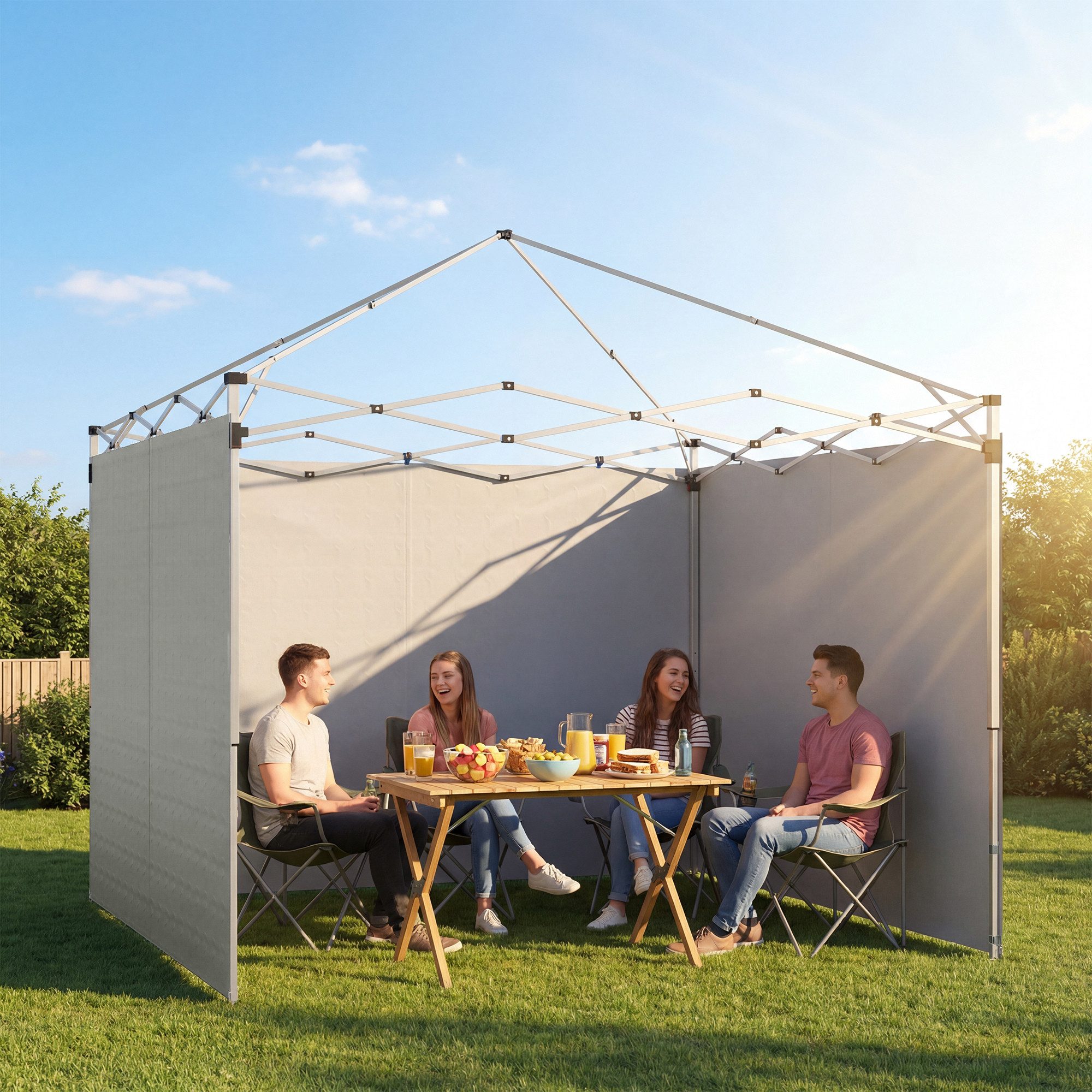 Outsunny Pavillonseitenteil Seitenwand, 300x1 cm, für Faltpavillon in 300x300 cm) mit Reißverschluss, [3-St. Seitenteile, 210D Oxford-Gewebe, UV50+