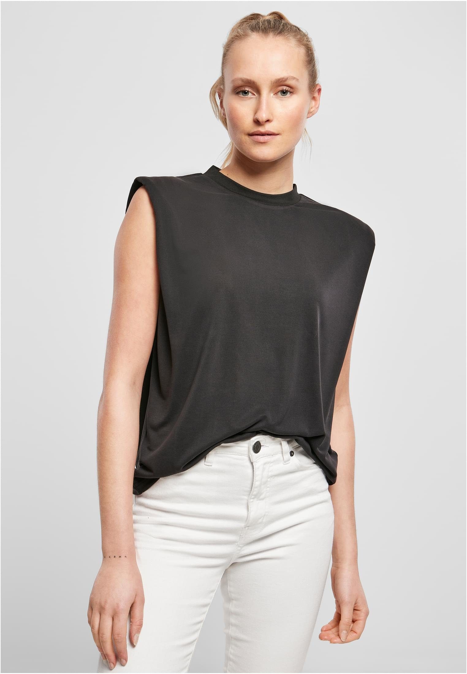 URBAN CLASSICS T-Shirt Damen Ladies Modal Padded Shoulder Tank (1-tlg) schwarz