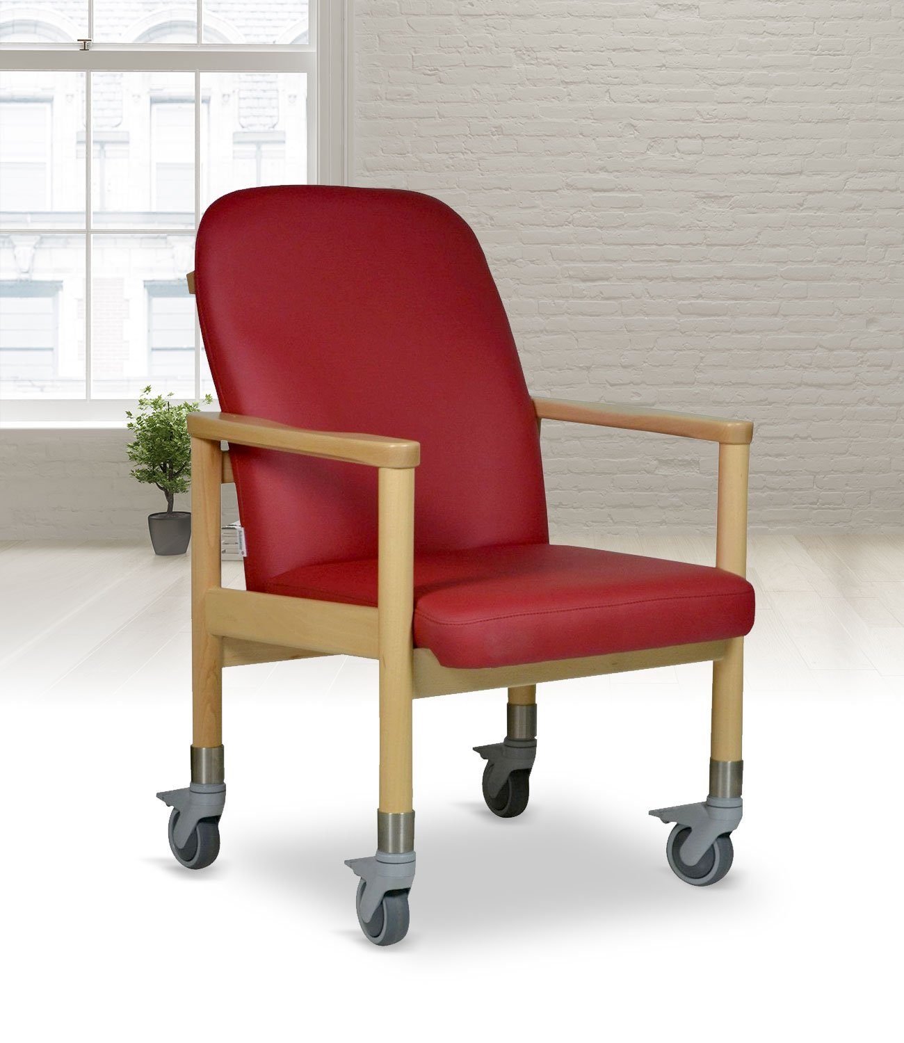 Trippelstuhl LÜBECK Set) 120 Devita Sand Pflegestuhl bis Mikrofaser (kein große kg Rollen Seniorenstuhl Stuhl