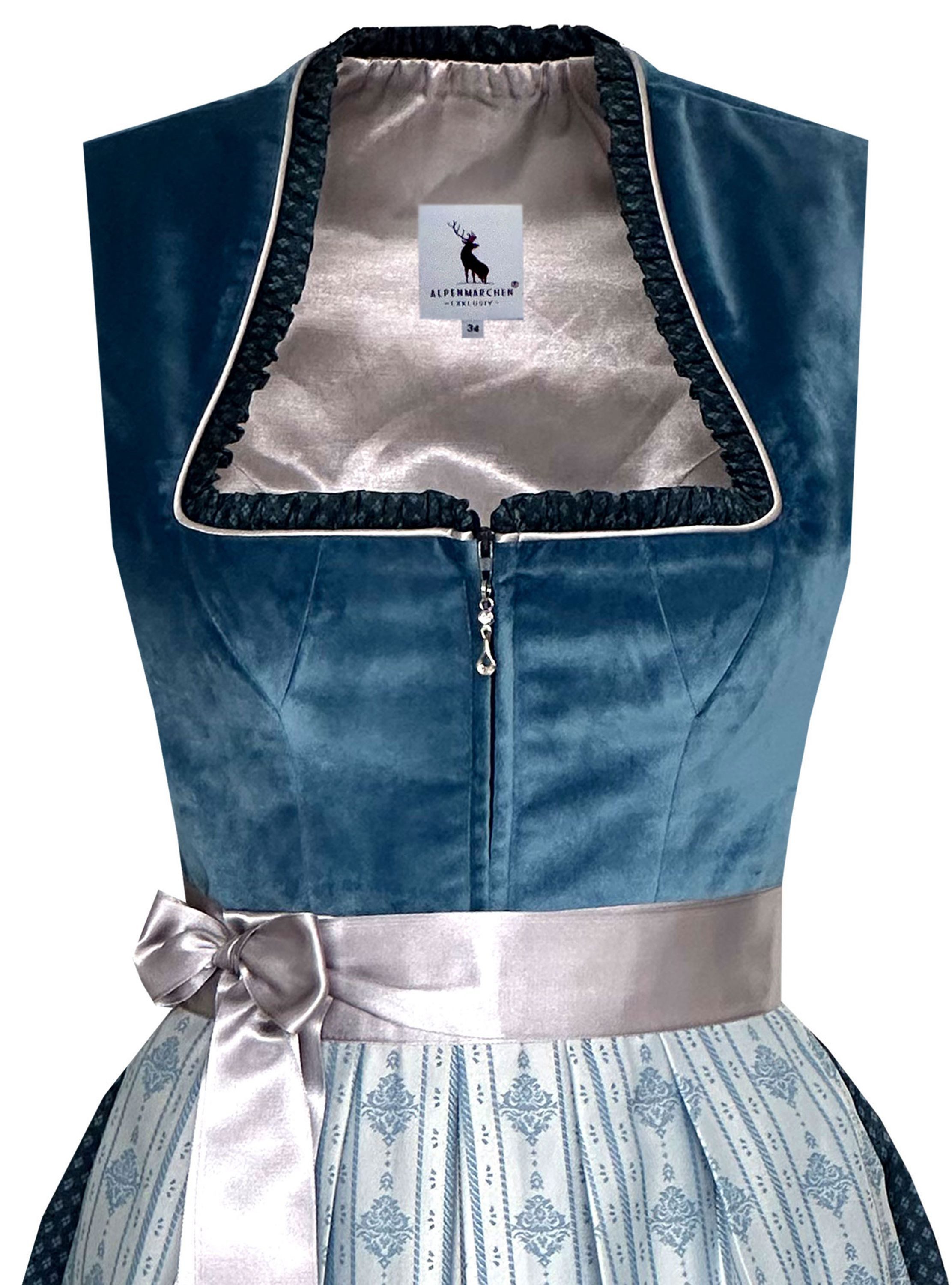 Alpenmärchen Dirndl Langes Dirndl Adele in blau - ALM1027 günstig online kaufen