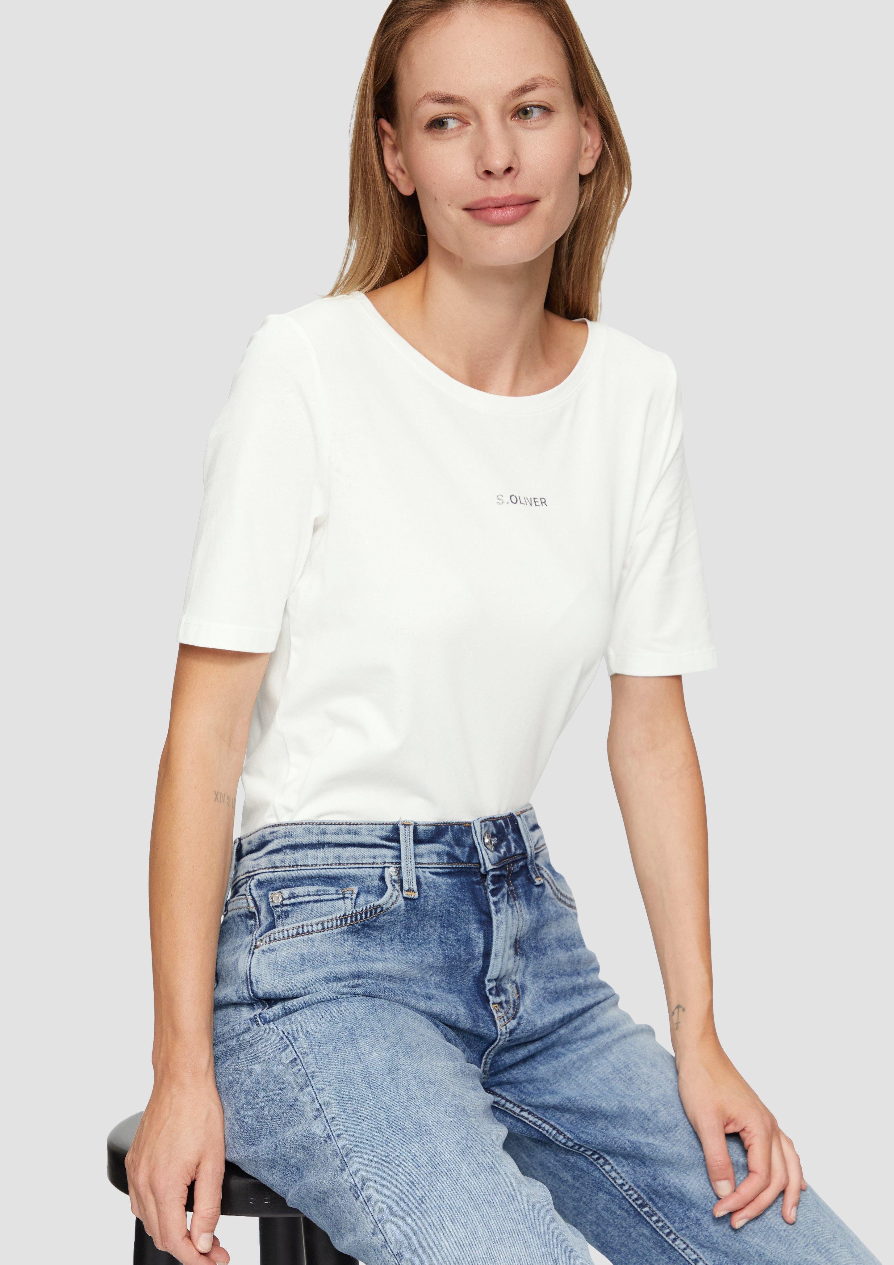 s.Oliver Kurzarmshirt Elastisches T-Shirt mit Logo-Print günstig online kaufen