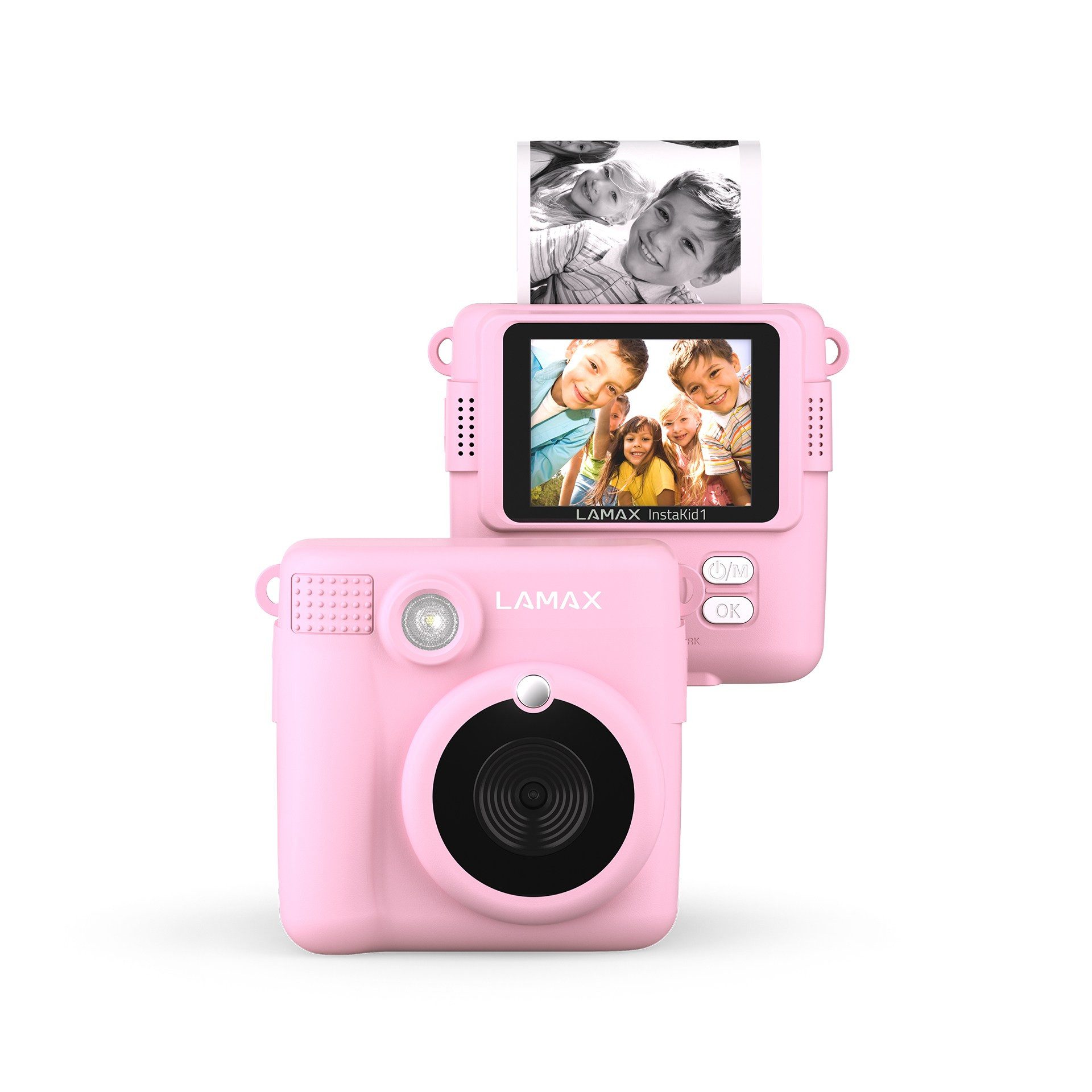 LAMAX InstaKid1, Sofortdruck auf Thermopapier, Videoaufnahme Kinderkamera (F/2.4, 8 MP, 16x opt. Zoom, Großes Farbdisplay, 100 Fotos pro Rolle, Speicherung auf microSD-Karte)