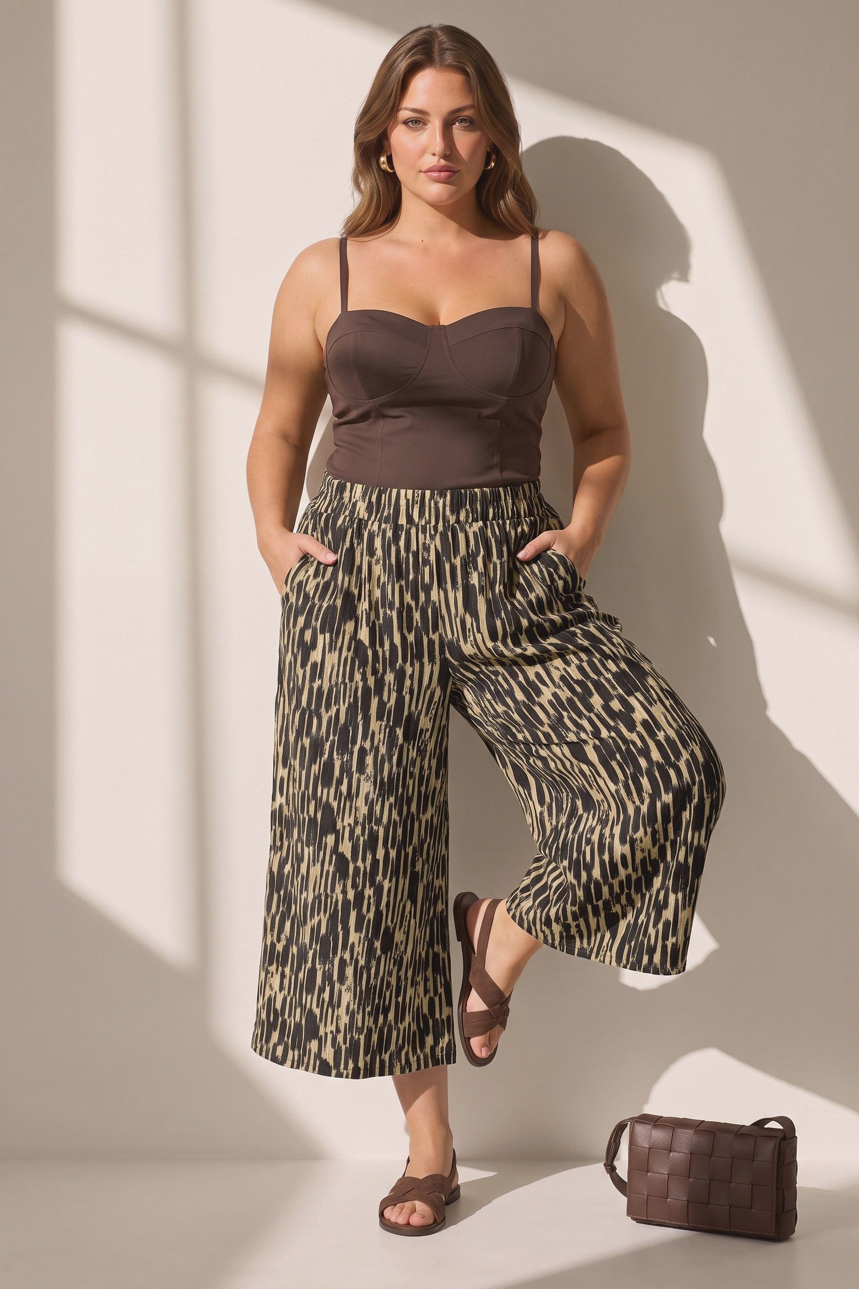 Shape of You Bequeme Jeans Drucke Weite Capri-Hosen in Übergröße