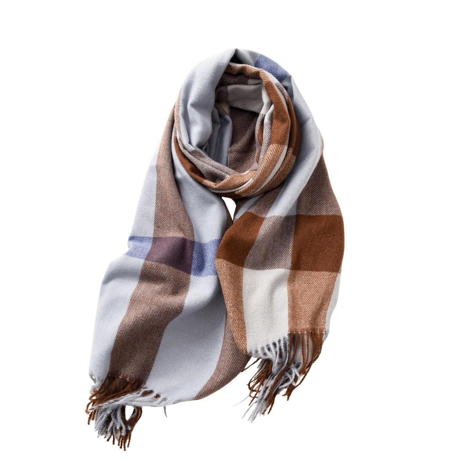 LuxusKollektion Karotuch Schal Damen Kariert Weich Warm Blau