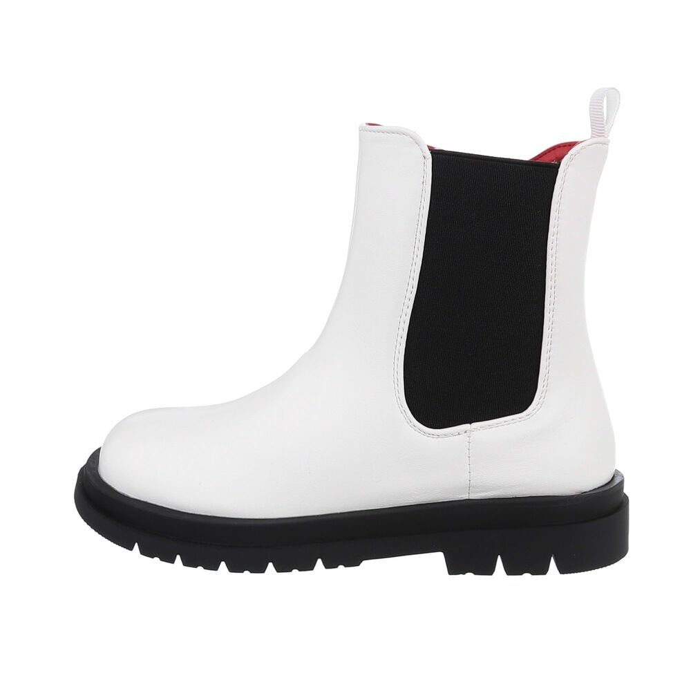 Ital-Design Kinder Stiefeletten Stiefelette (84351942) Blockabsatz Stiefeletten in Weiß