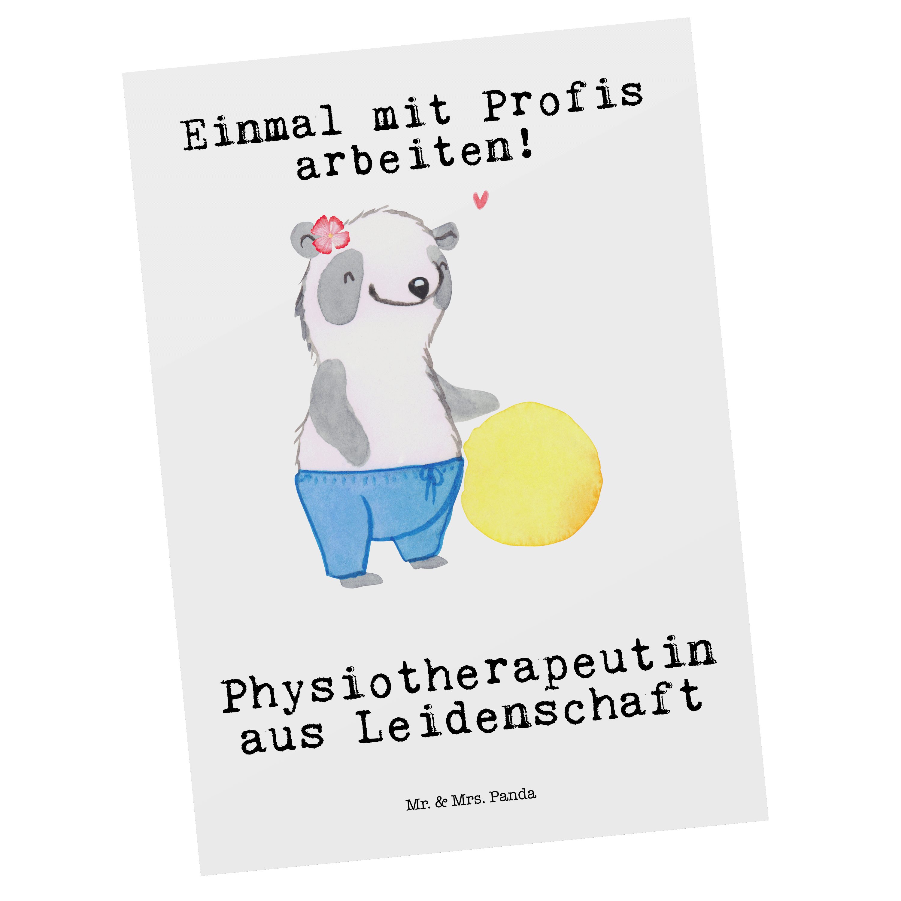 Mr. & Mrs. Panda Postkarte Physiotherapeutin aus Leidenschaft - Weiß - Geschenk, Dankeschön, Ges