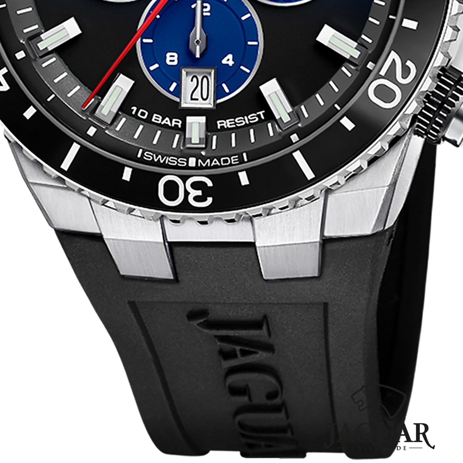 JAGUAR Chronograph Jaguar Herrenuhr Silikon schwarz Jaguar, (Chronograph), Herren Armbanduhr rund, Silikonarmband schwarz