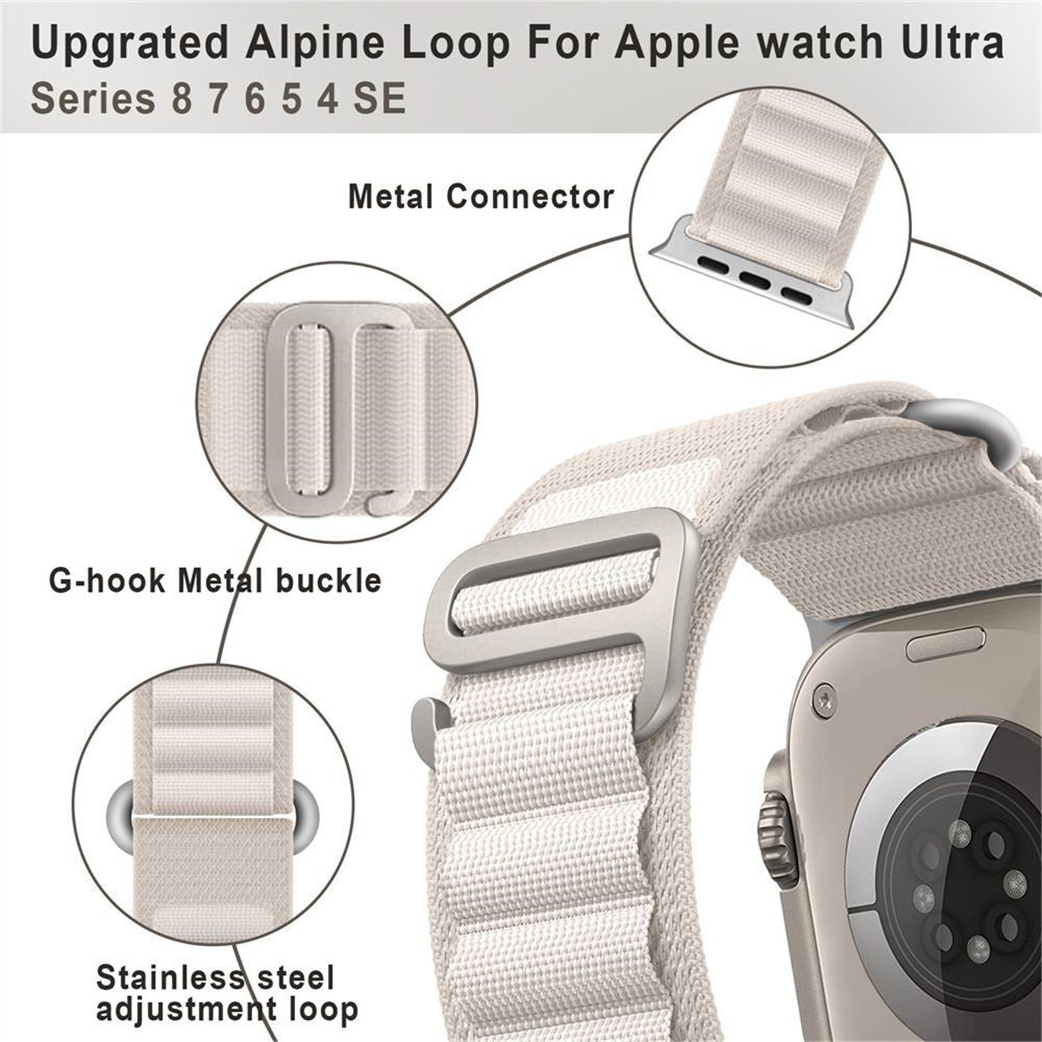 Armband Apple XDOVET Watch Kompatibel Armband 38mm~49mm Armband mit white