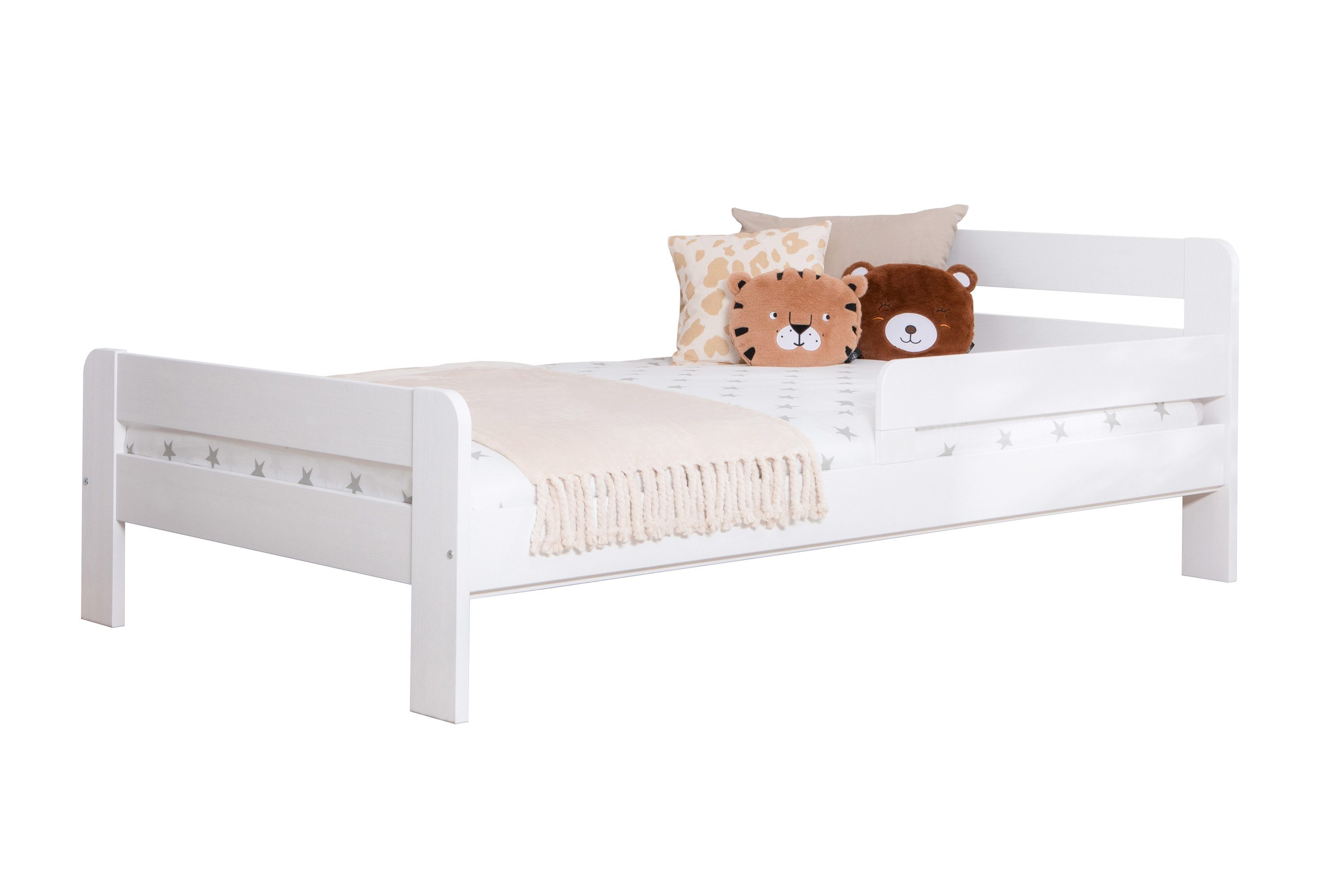 Ticaa Bettgestell Jugendbett "BENNET" aus Kiefer Massivholz, Einzelbett ink günstig online kaufen