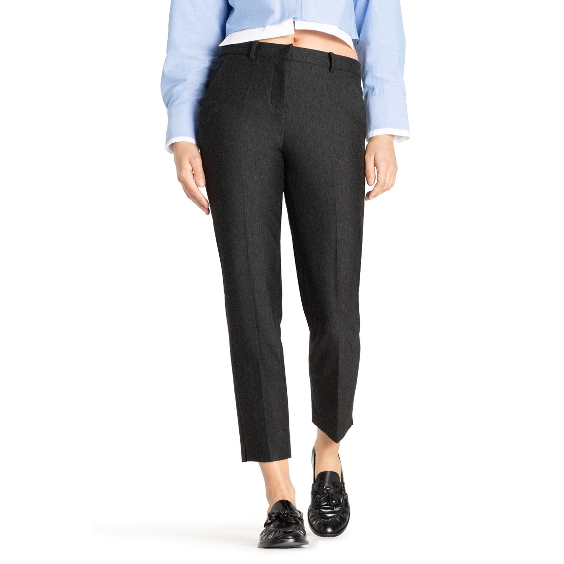 Cambio Stoffhose CAMBIO Hose KRYSTAL mit Viskose - Dark Grey Melange