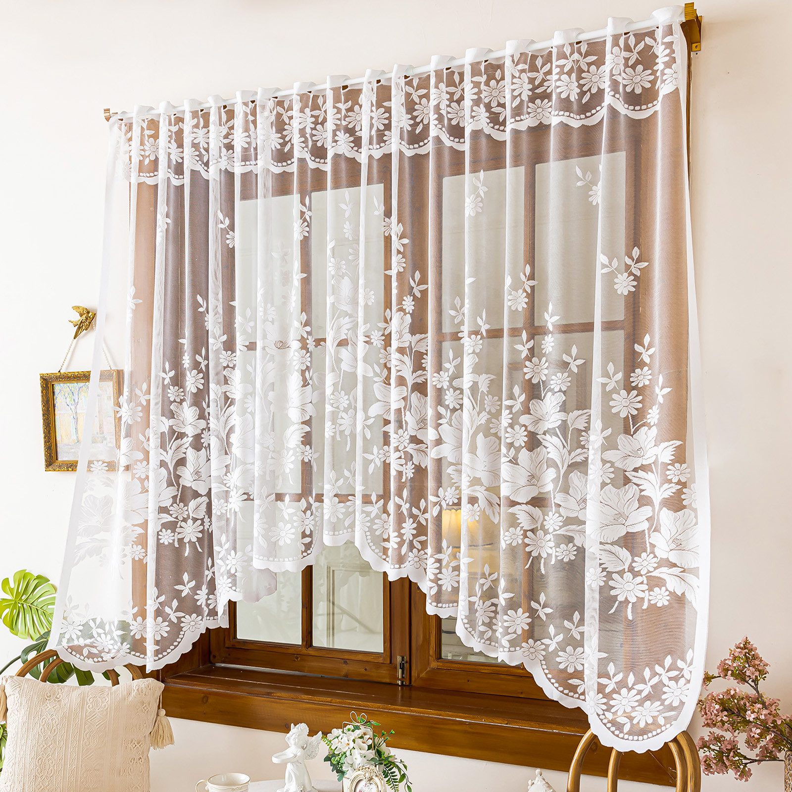 M&W DAS DESIGN Vorhang Modern Gardinen kurz Lace curtains