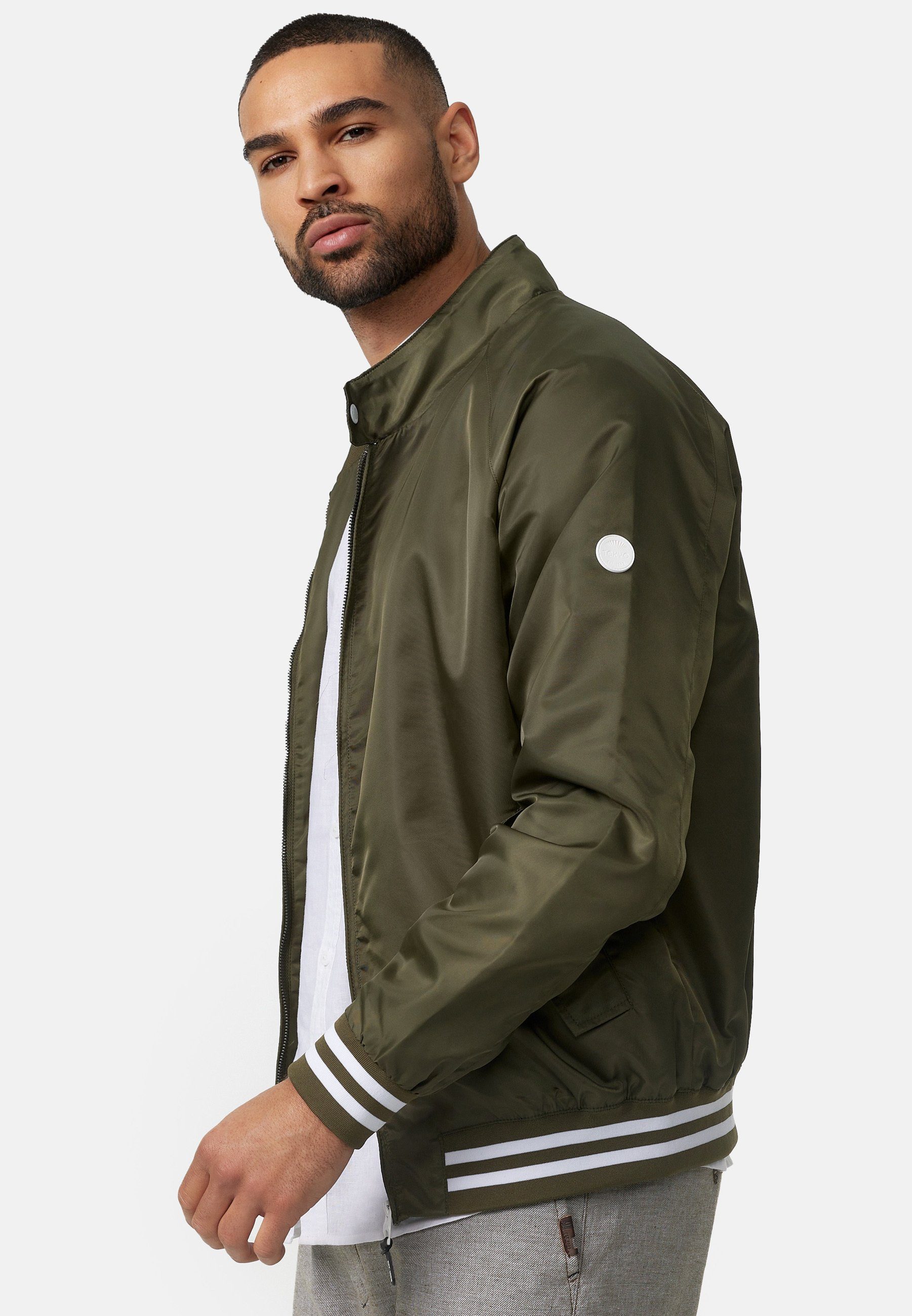 Indicode Sommerjacke Herren Ayser Übergangsjacke Herrenjacke mit Stehkragen & gerippten Arm-und Saumabschluss