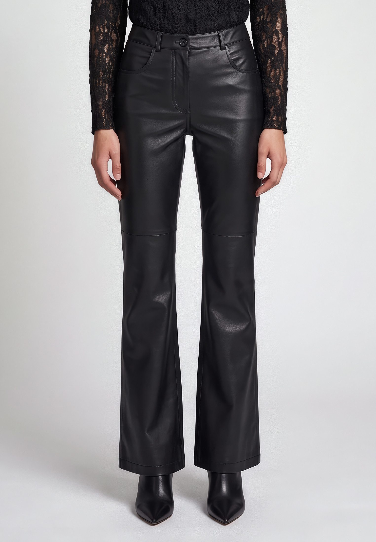 MARC AUREL Lederimitathose Flared Hose