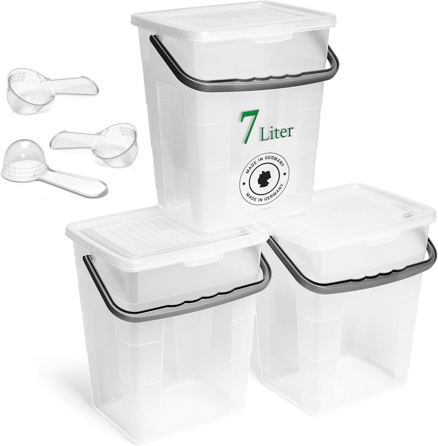 Novaliv Aufbewahrungsbox 30549-30951-3x (3 St), Novaliv 3x Waschmittelbox mit Deckel 7 Liter Transparent und Dosierlöf