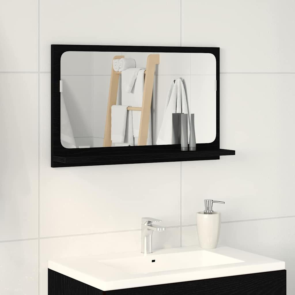 vidaXL Badezimmerspiegelschrank Spiegelablage Schwarz Eichen-Optik 60 x 10,5 x 37 cm (1-St)