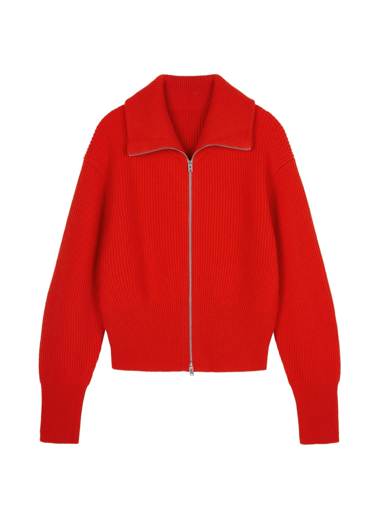 JNBY Strickjacke Roter Strick-Cardigan mit Zipper & Kragen - Valentinstag Rot